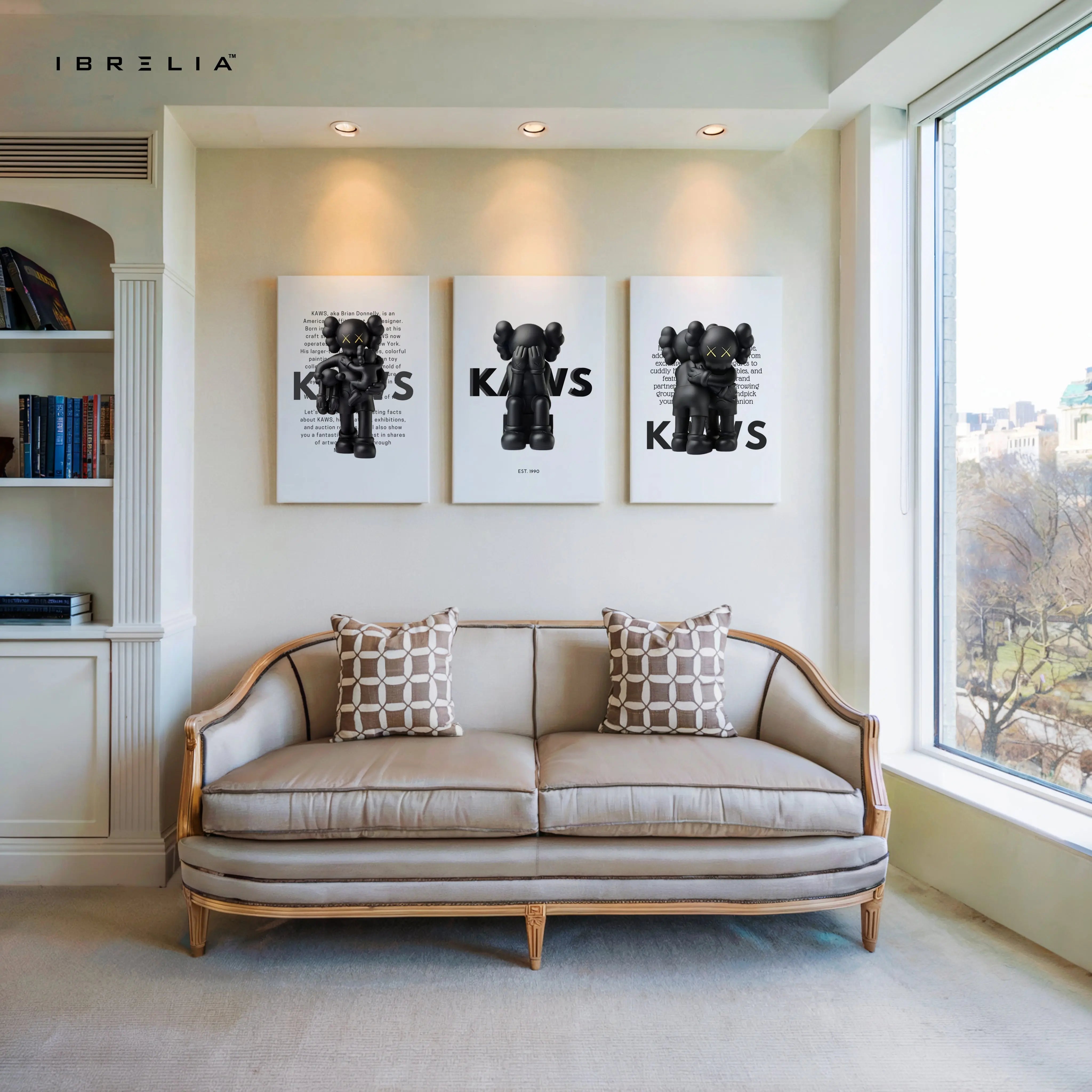 Black KAWS Companion Minimal Art 3 Panel 4K Ultra HD Wall Art in Pakistan | IBRELIA™ IBRELIA