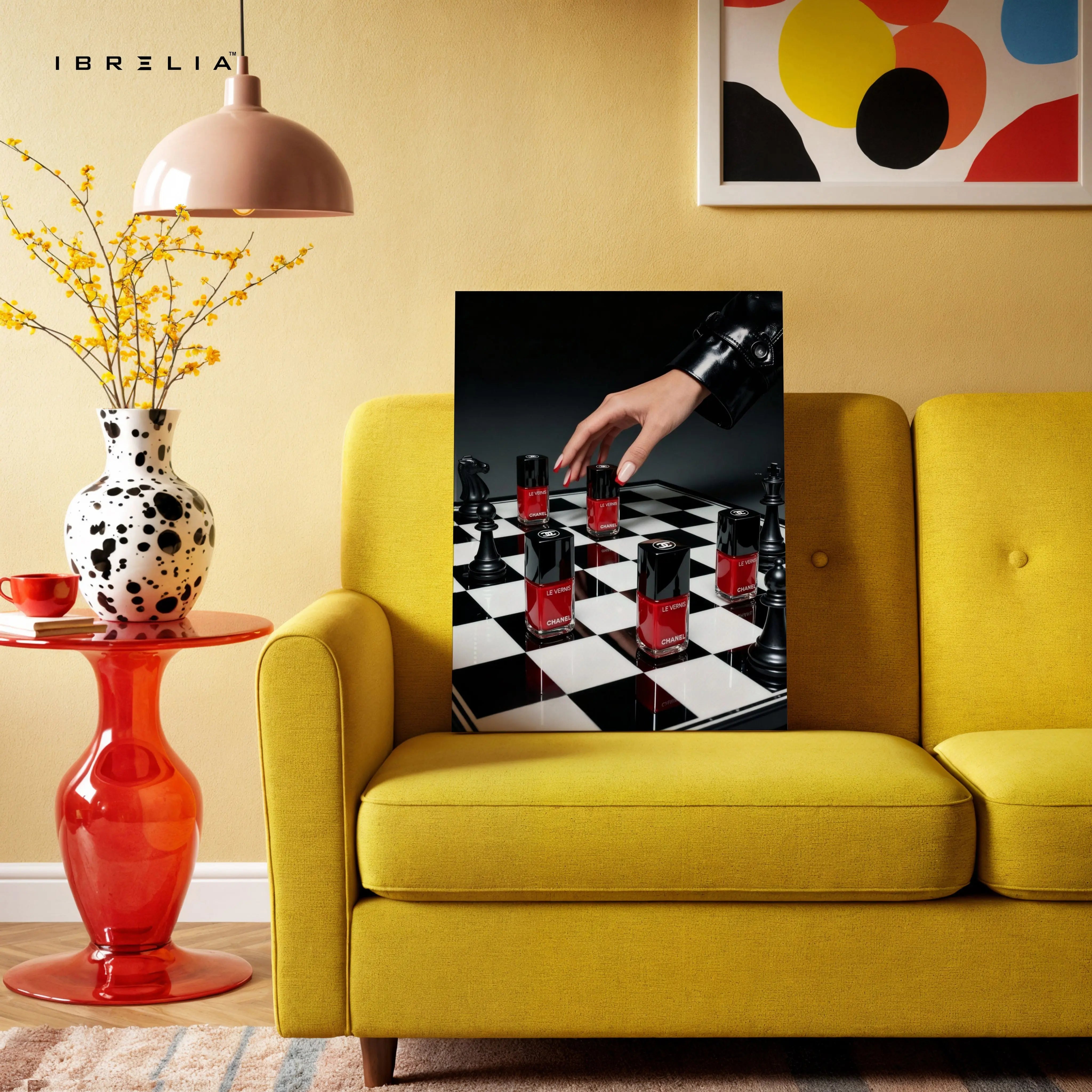 Red Nail Polish Chess Strategy Art – 4K Ultra Wrap Frame Wall Art in Pakistan | IBRELIA™ IBRELIA