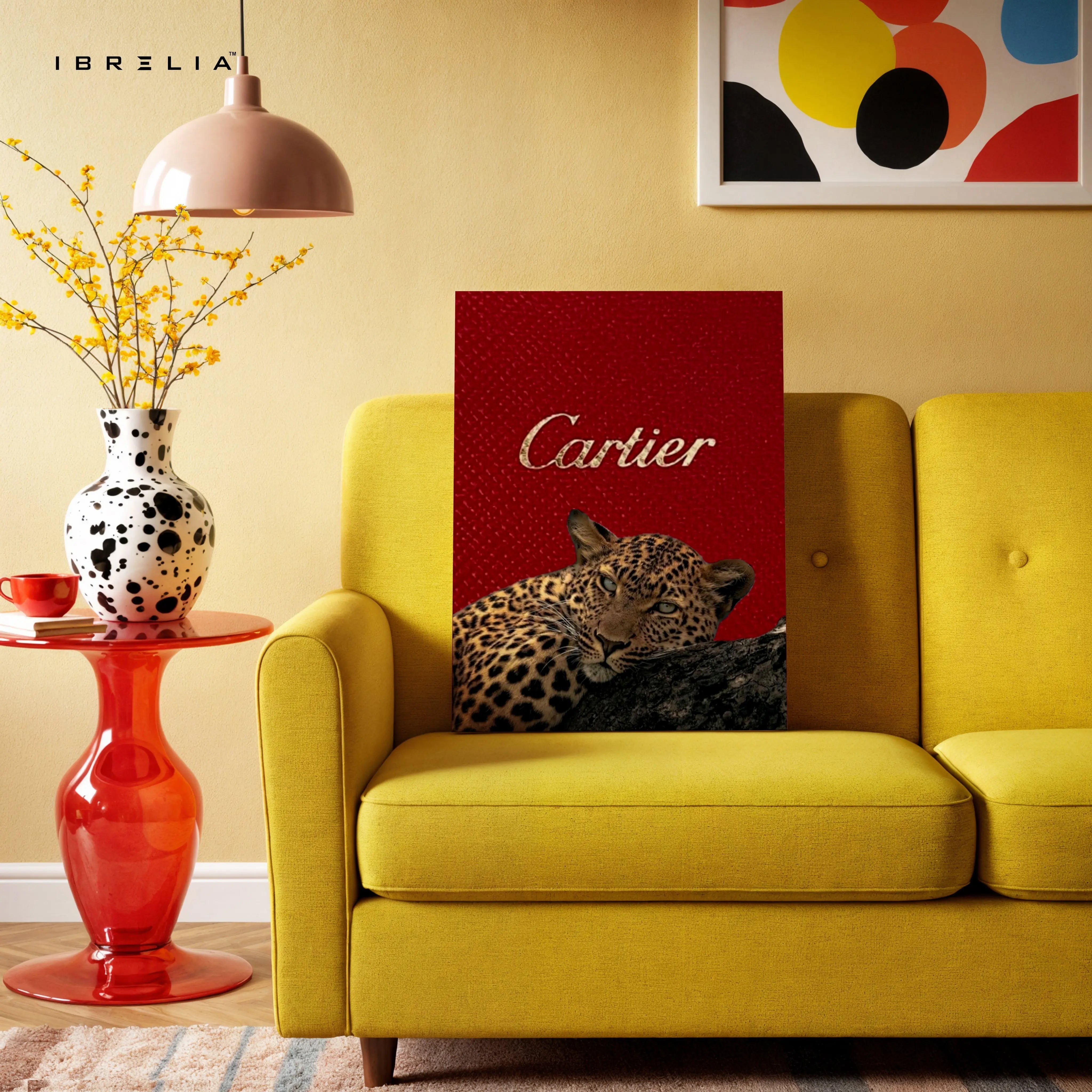 Leopard Prestige Red Art – Luxury Jewelry-Inspired Wild Aesthetic Wall Art | 4K Ultra Wrap Frame Wall Art in Pakistan | IBRELIA™ IBRELIA