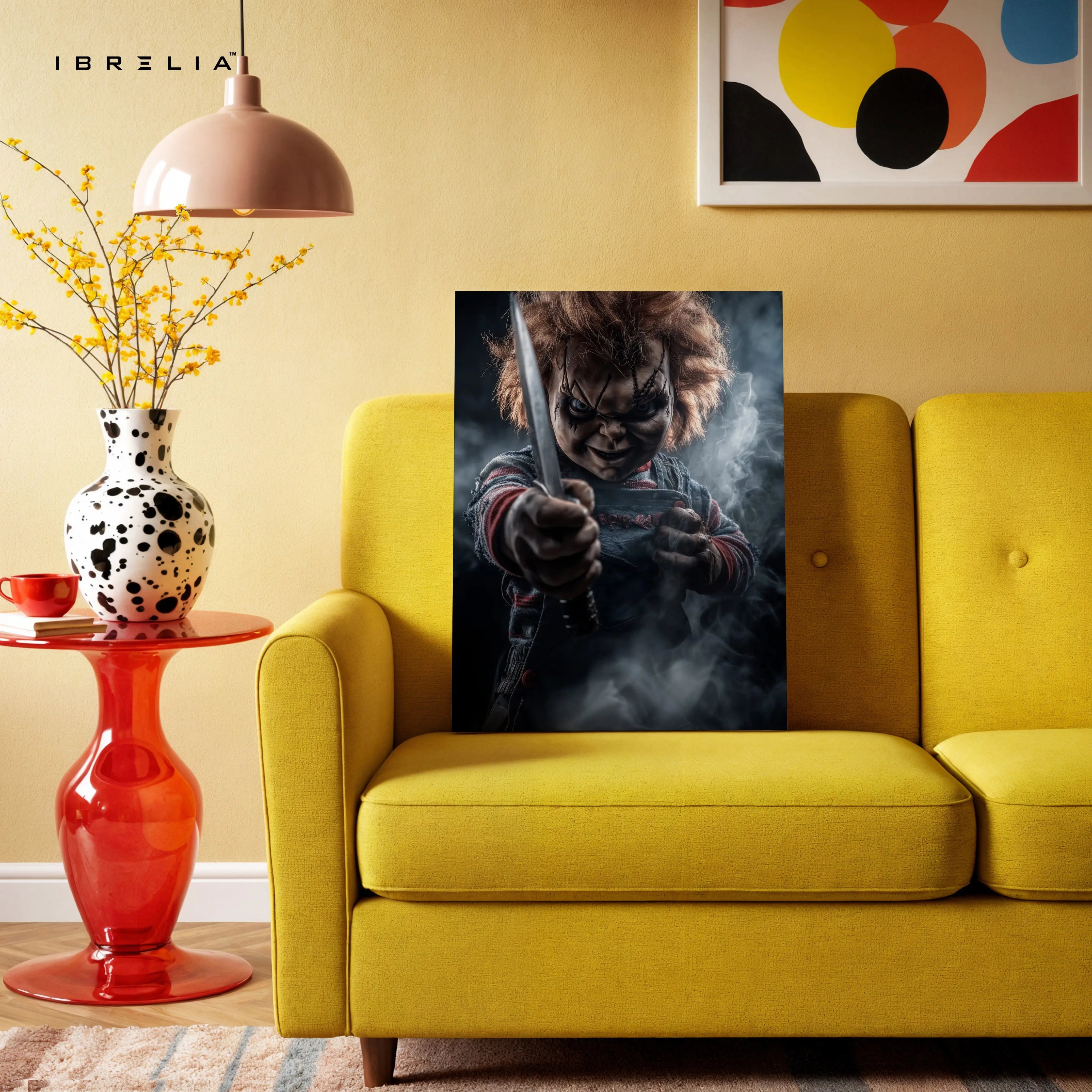 Sinister Doll Standoff – Dark Cinematic Horror Art | 4K Ultra Wrap Frame Wall Art in Pakistan | IBRELIA™ IBRELIA