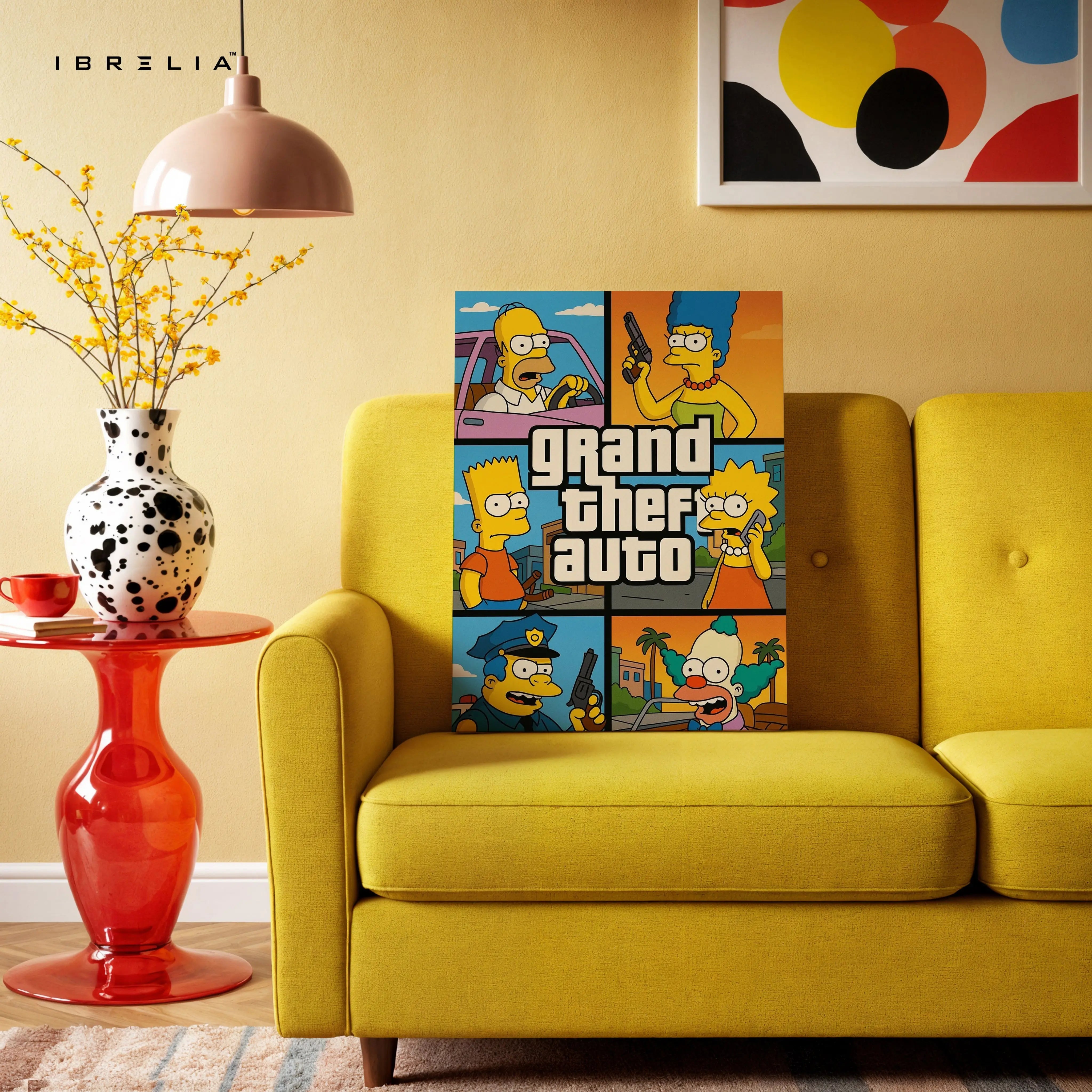 Grand Theft Springfield Pop Art – 4K Ultra Wrap Frame Wall Art in Pakistan | IBRELIA™ IBRELIA