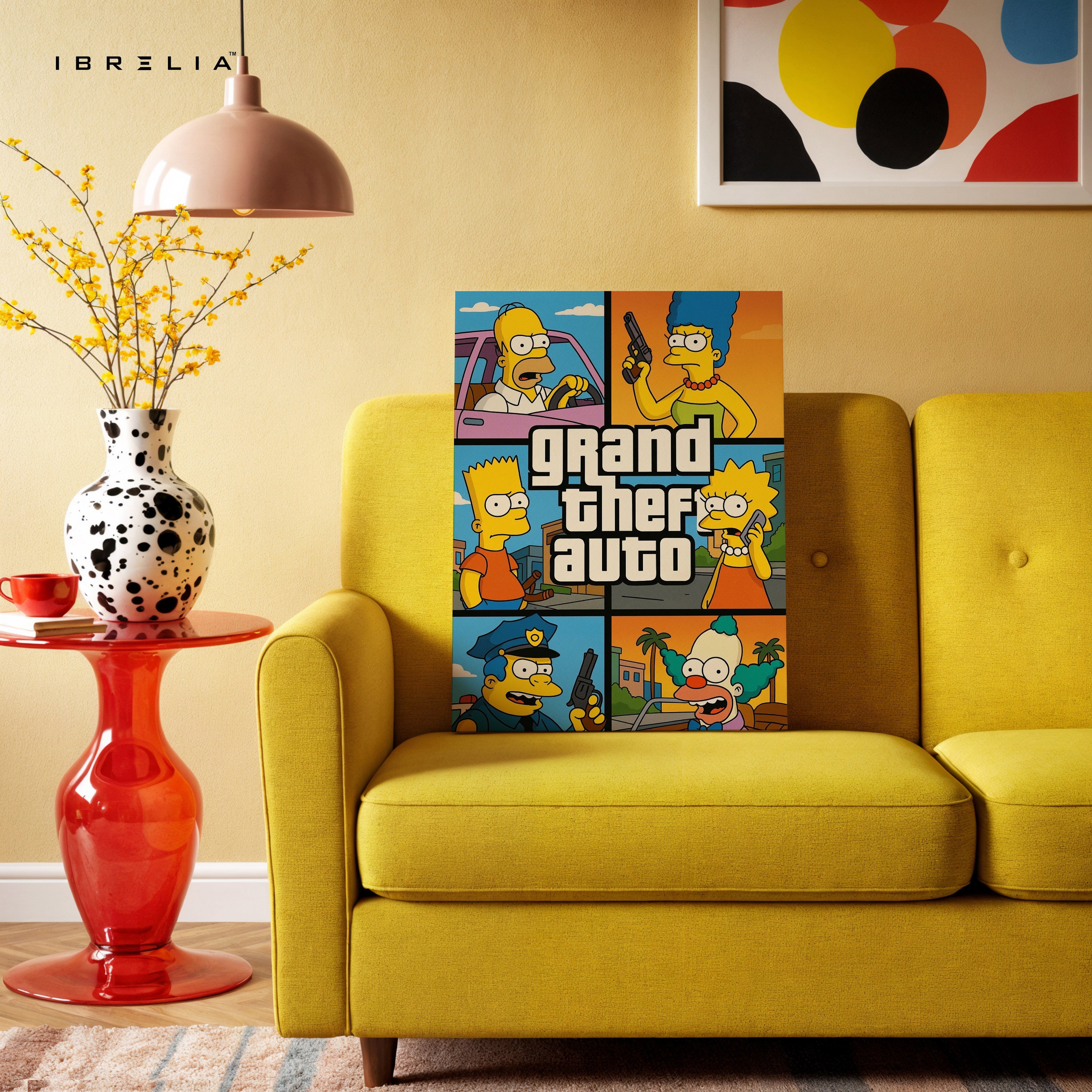Grand Theft Springfield Pop Art – 4K Ultra Wrap Frame Wall Art in Pakistan | IBRELIA™