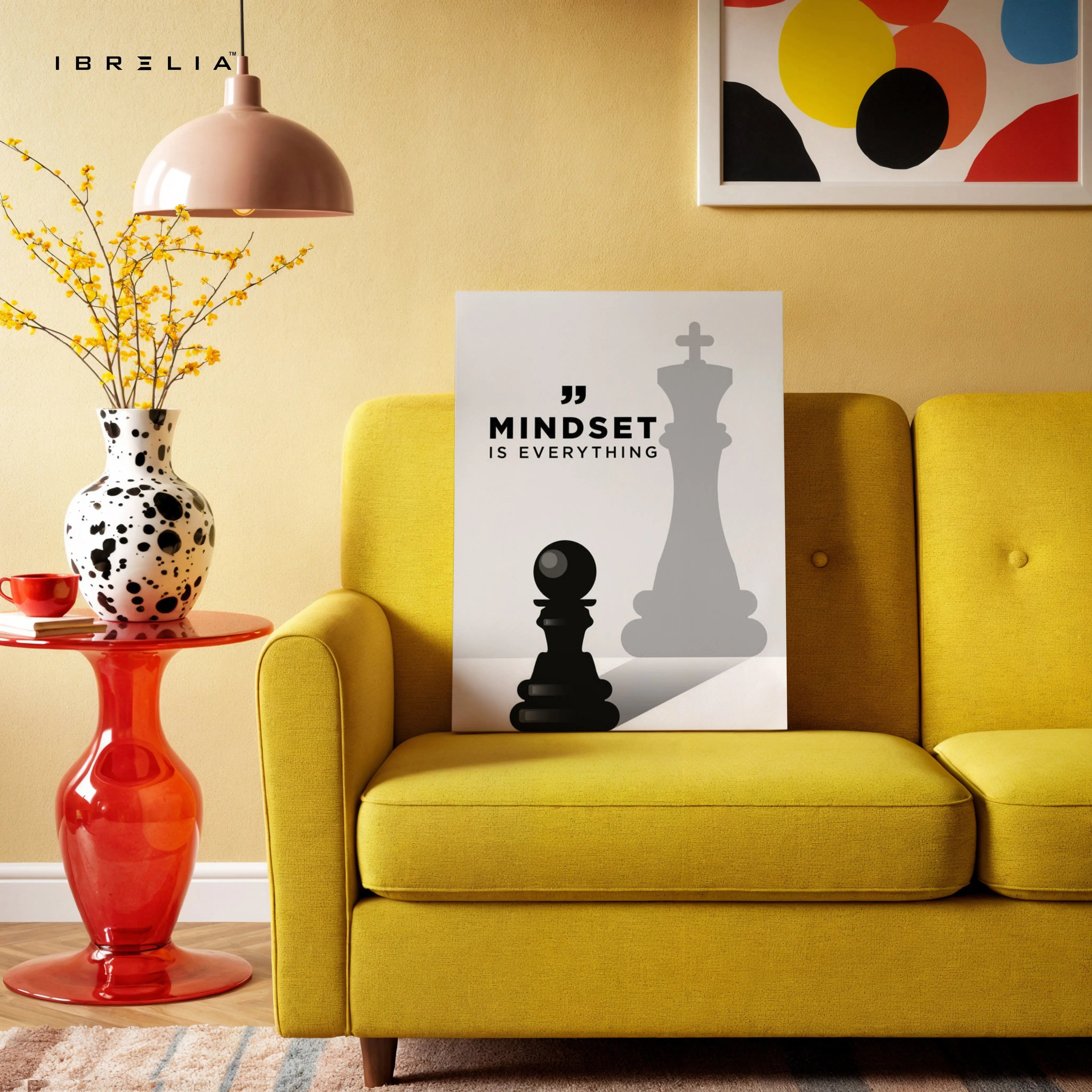 Mindset Is Everything – Minimal Motivational Chess Art | 4K Ultra Wrap Frame Wall Art in Pakistan | IBRELIA™ IBRELIA