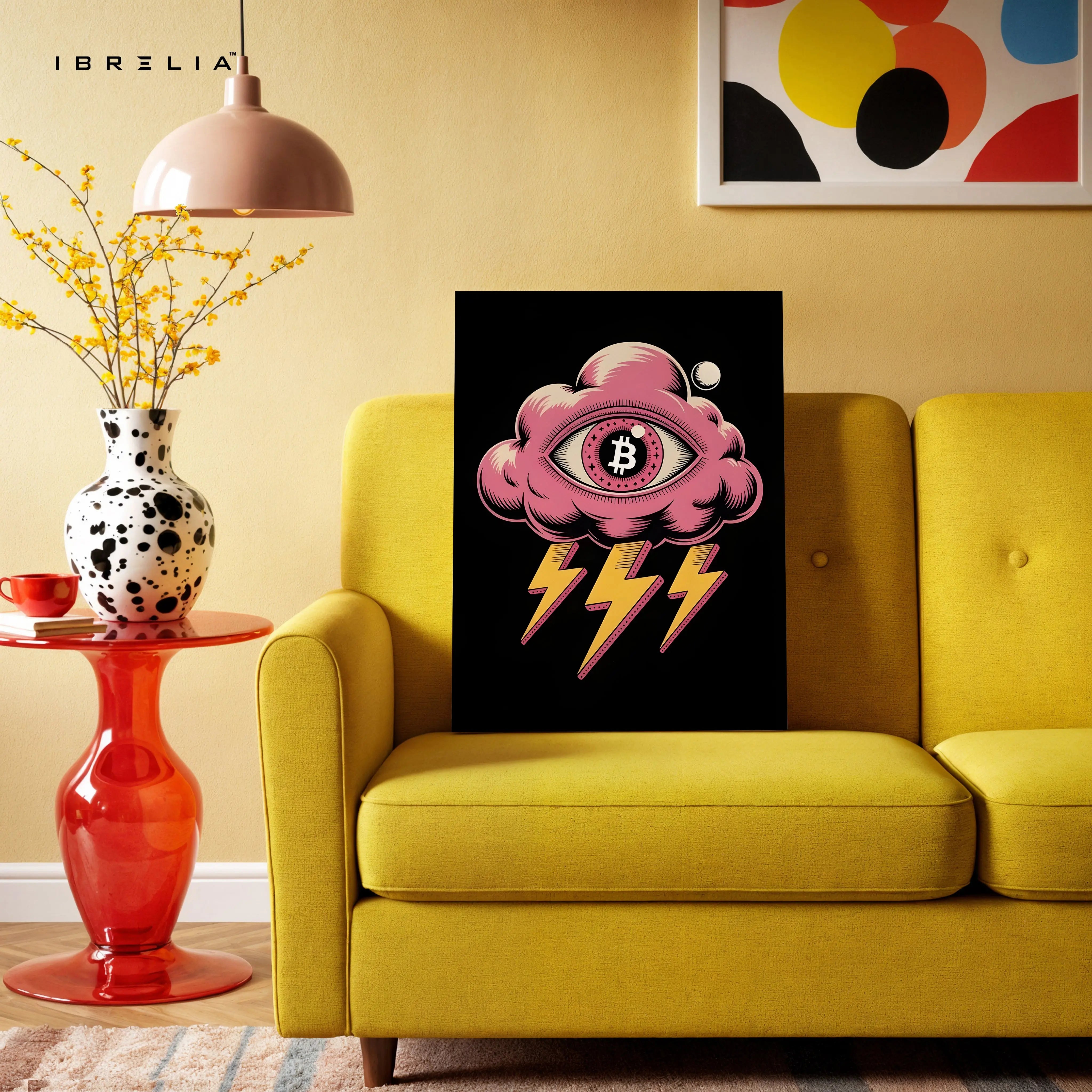 Bitcoin Storm Vision – 4K Ultra Wrap Frame Crypto Pop Art Wall Art | IBRELIA™ IBRELIA