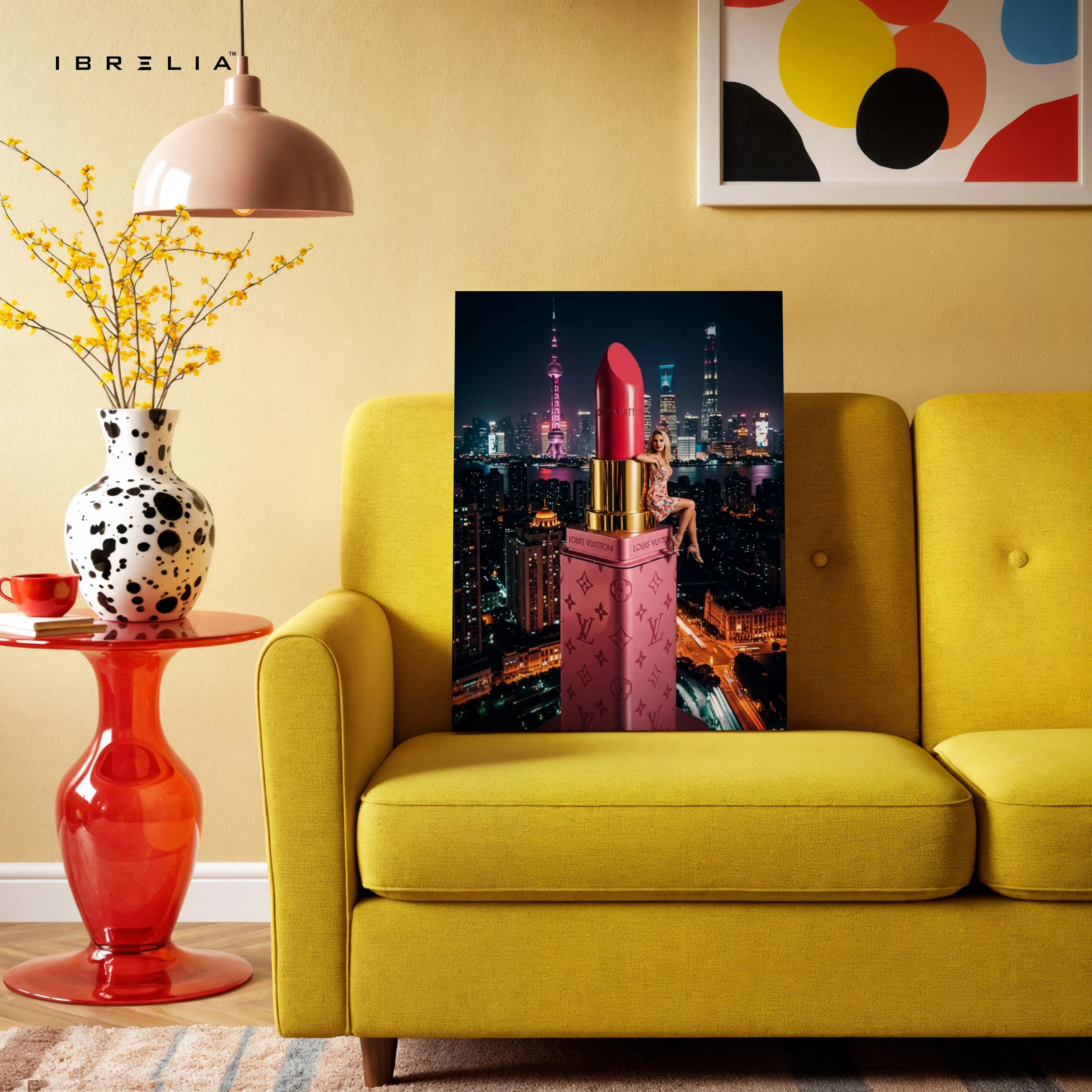 Louis Vuitton Lipstick Skyline Glam Art – 4K Ultra Wrap Frame Wall Art in Pakistan | IBRELIA™ IBRELIA