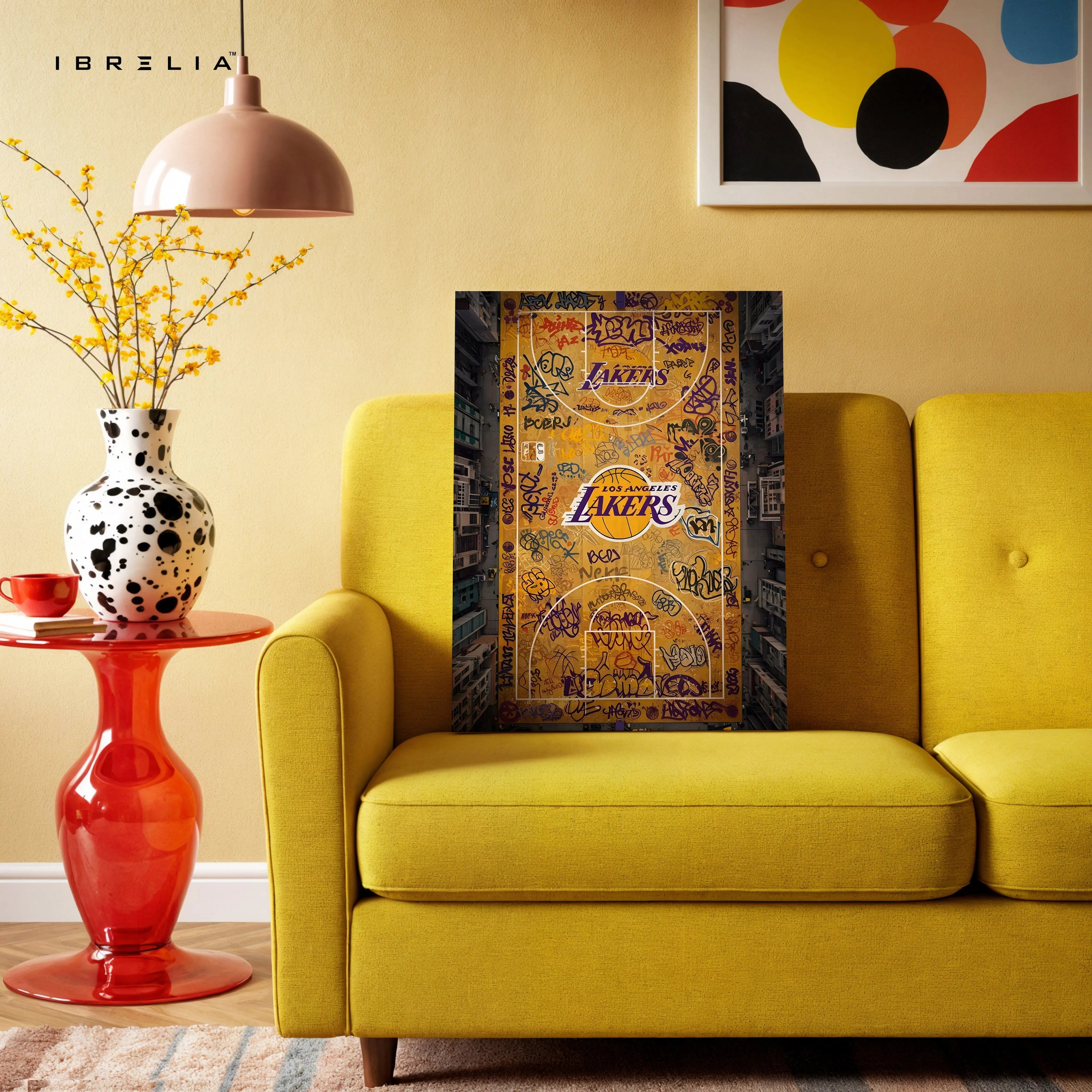 Los Angeles Lakers Graffiti Court Art – 4K Ultra Wrap Frame Wall Art in Pakistan | IBRELIA™ IBRELIA
