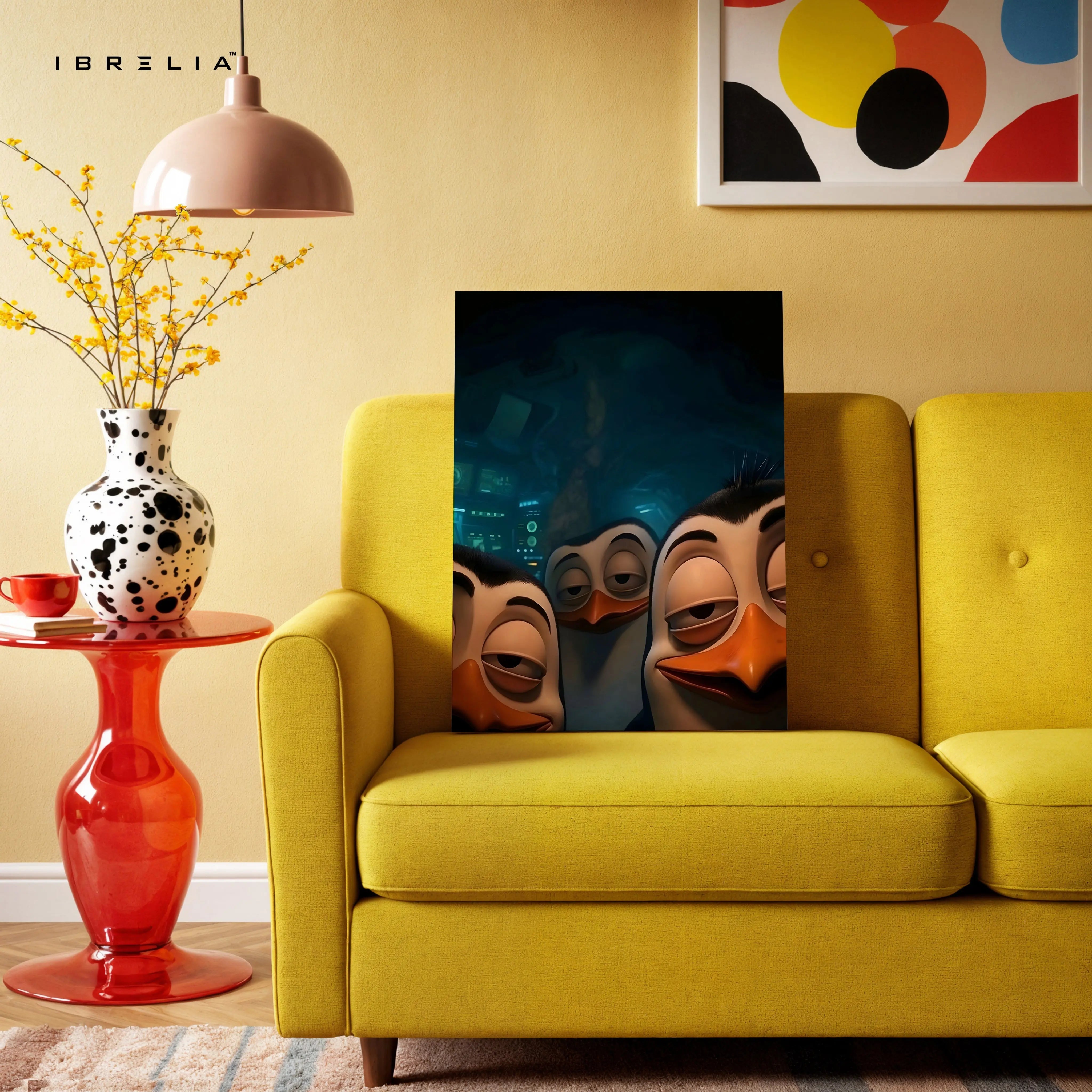 Midnight Mischief Penguins – Fun Animated 4K Ultra Wrap Frame Wall Art | IBRELIA™ IBRELIA