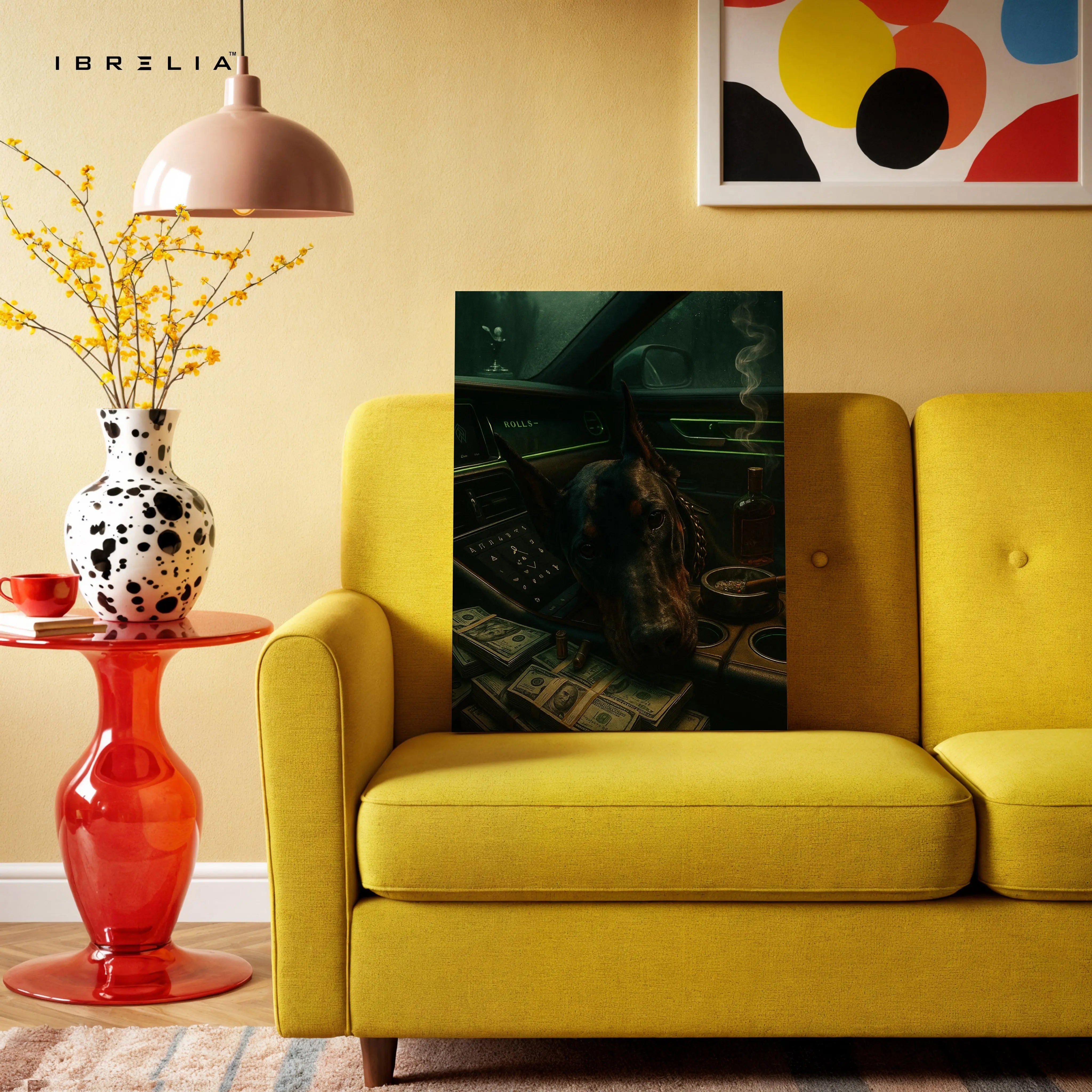 Luxury Doberman in Rolls Royce – 4K Ultra Wrap Frame Wall Art in Pakistan | IBRELIA™ IBRELIA