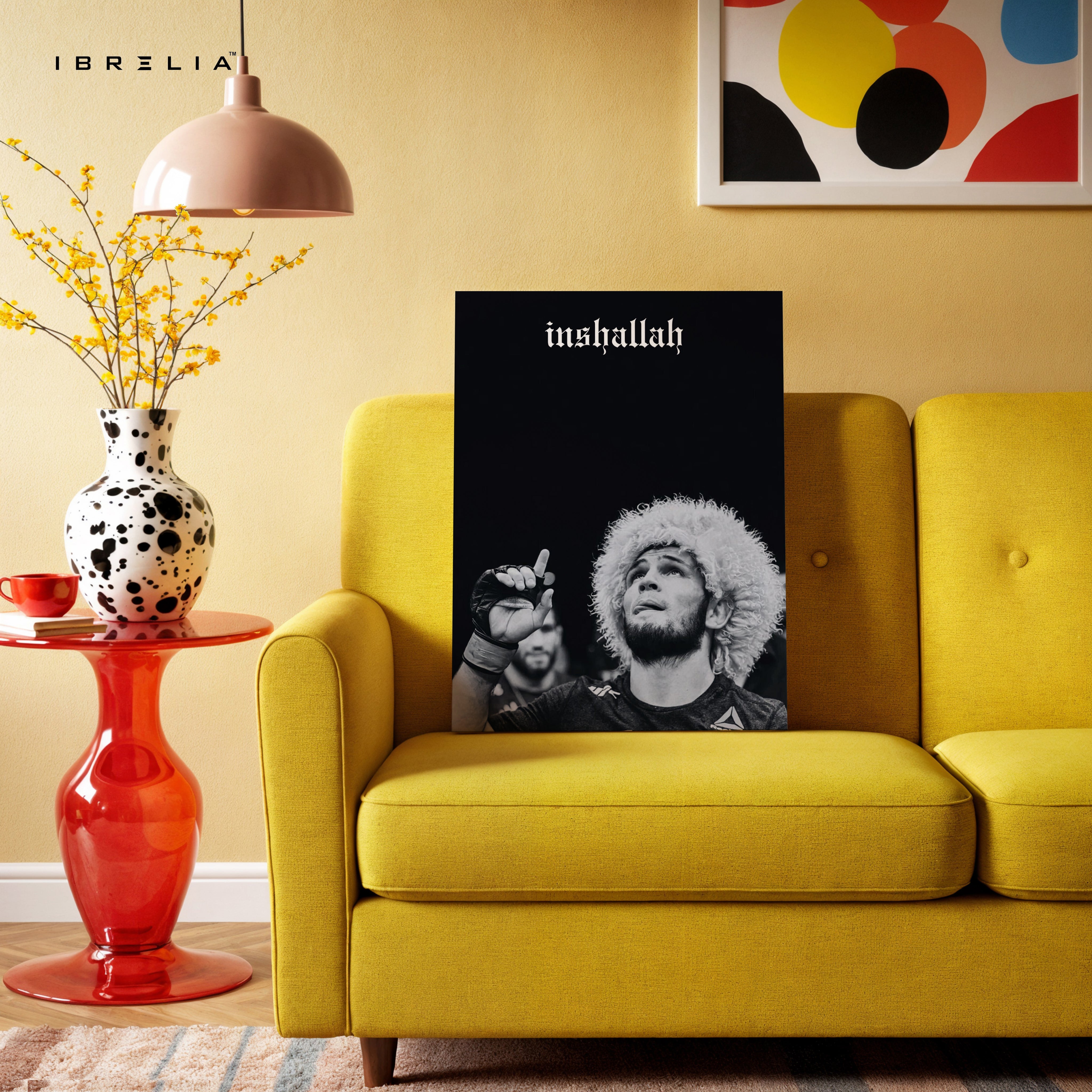 Inshallah Champion Moment – Khabib Nurmagomedov Tribute Art | 4K Ultra Wrap Frame Wall Art in Pakistan | IBRELIA™ IBRELIA