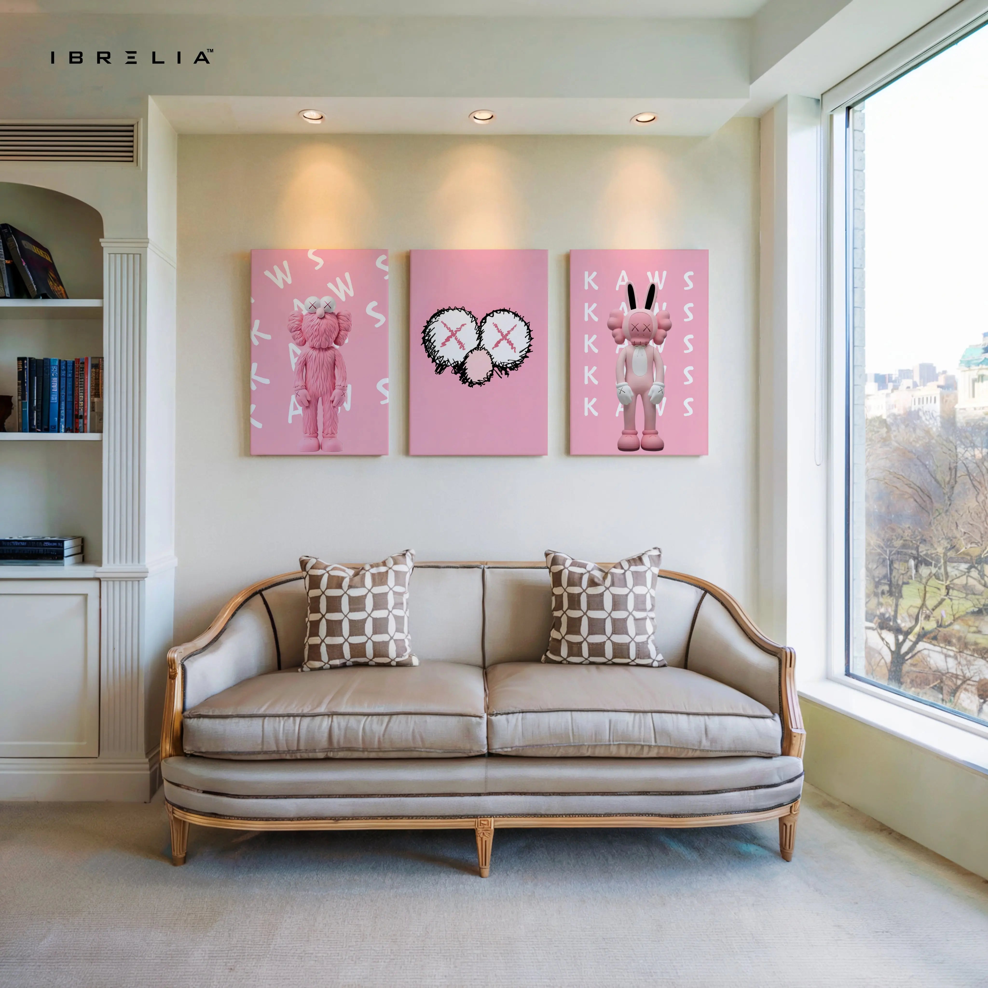 Pink KAWS Inspired Pop Art 3 Panel 4K Ultra HD Wall Art in Pakistan | IBRELIA™ IBRELIA