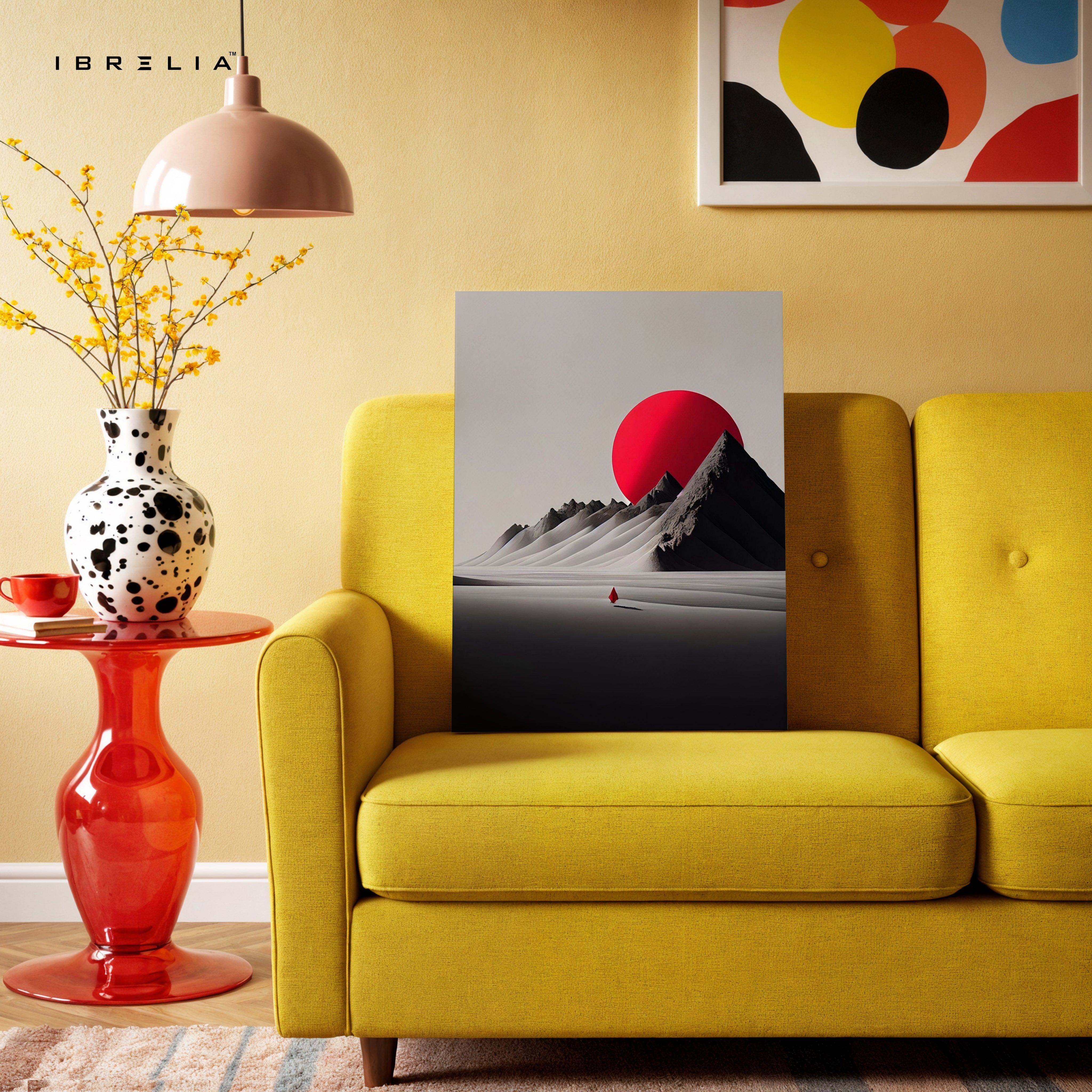 Crimson Horizon Solitude – Minimal Desert Sun Art | 4K Ultra Wrap Frame Wall Art in Pakistan | IBRELIA™