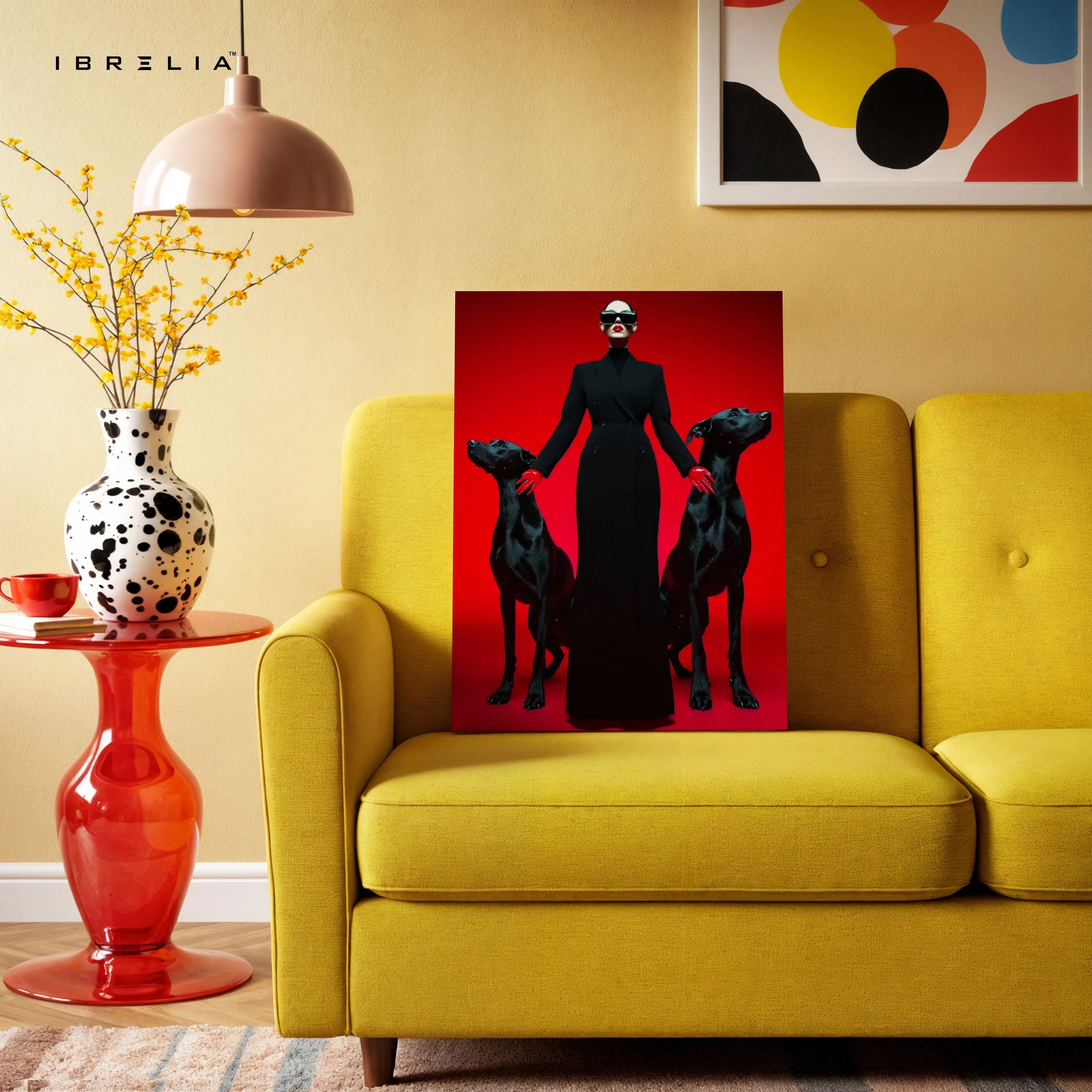 Dominance & Elegance – Fashion Woman with Dobermans 4K Ultra Wrap Frame Wall Art in Pakistan | IBRELIA™ IBRELIA