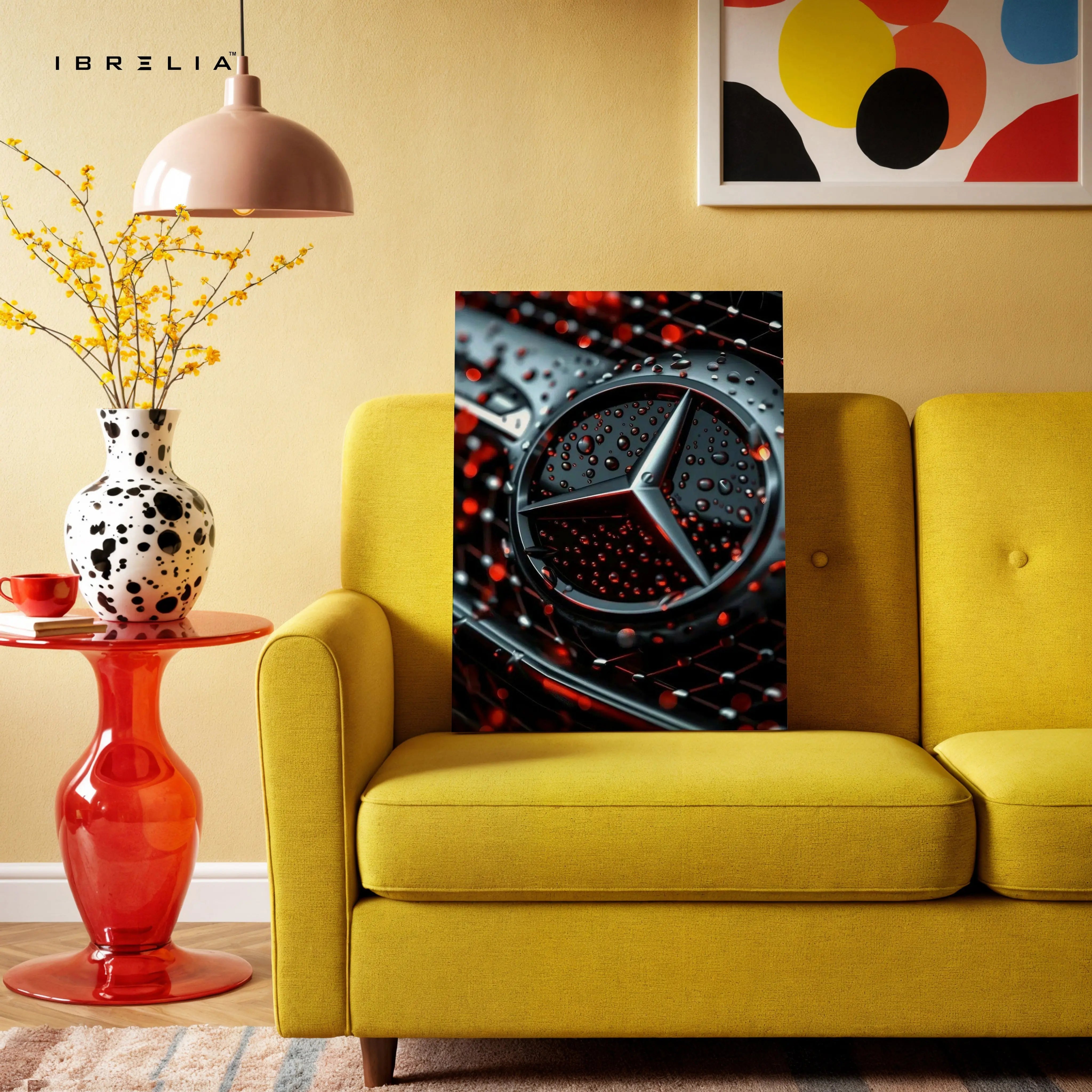 Mercedes Benz Emblem Rain Edition – 4K Ultra Wrap Frame Wall Art | IBRELIA™ IBRELIA