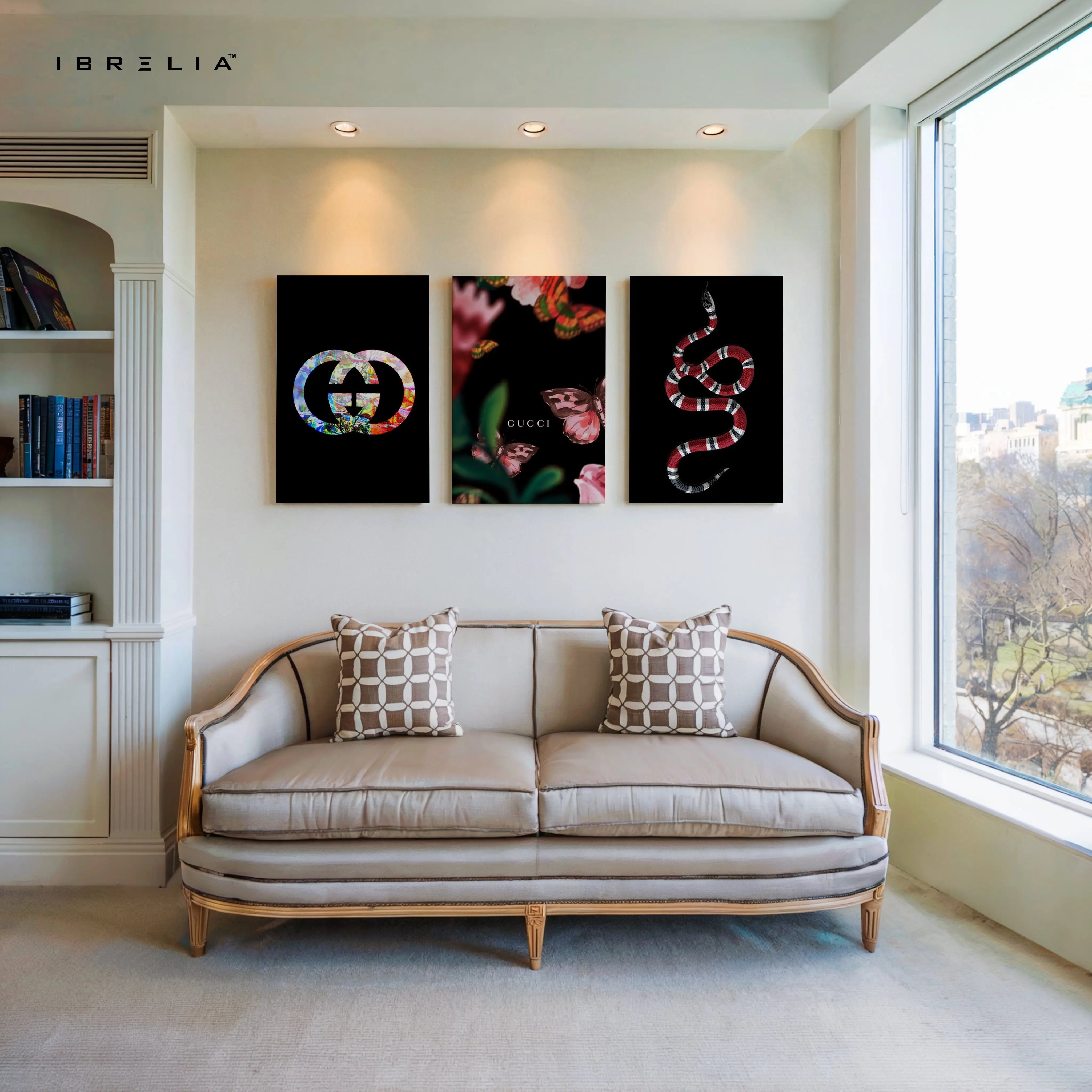 Gucci Snake Luxury Fashion 3 Panel 4K Ultra HD Wall Art in Pakistan | IBRELIA™ IBRELIA