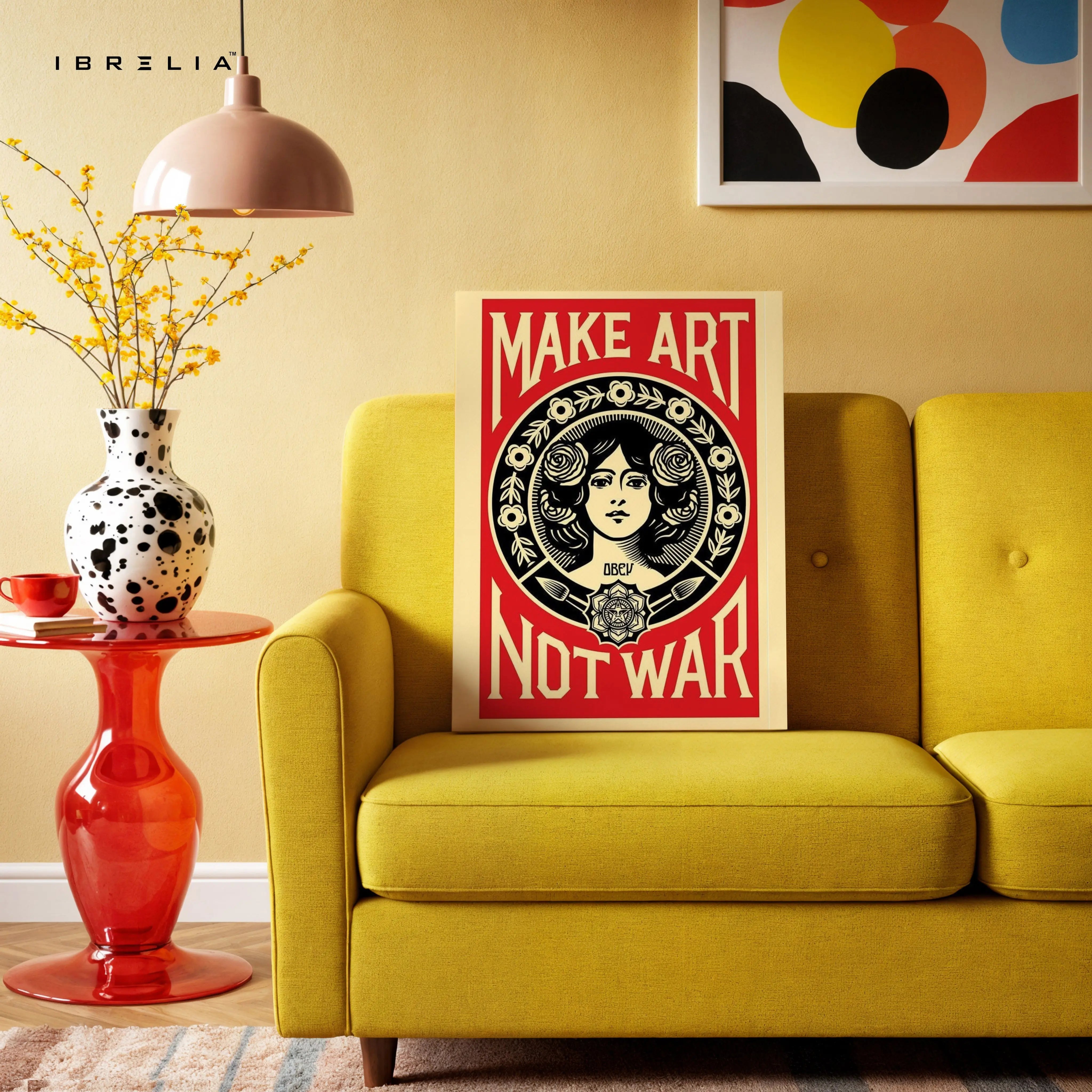 Make Art Not War – Bold Political Pop Art Poster | 4K Ultra Wrap Frame Wall Art in Pakistan | IBRELIA™ IBRELIA
