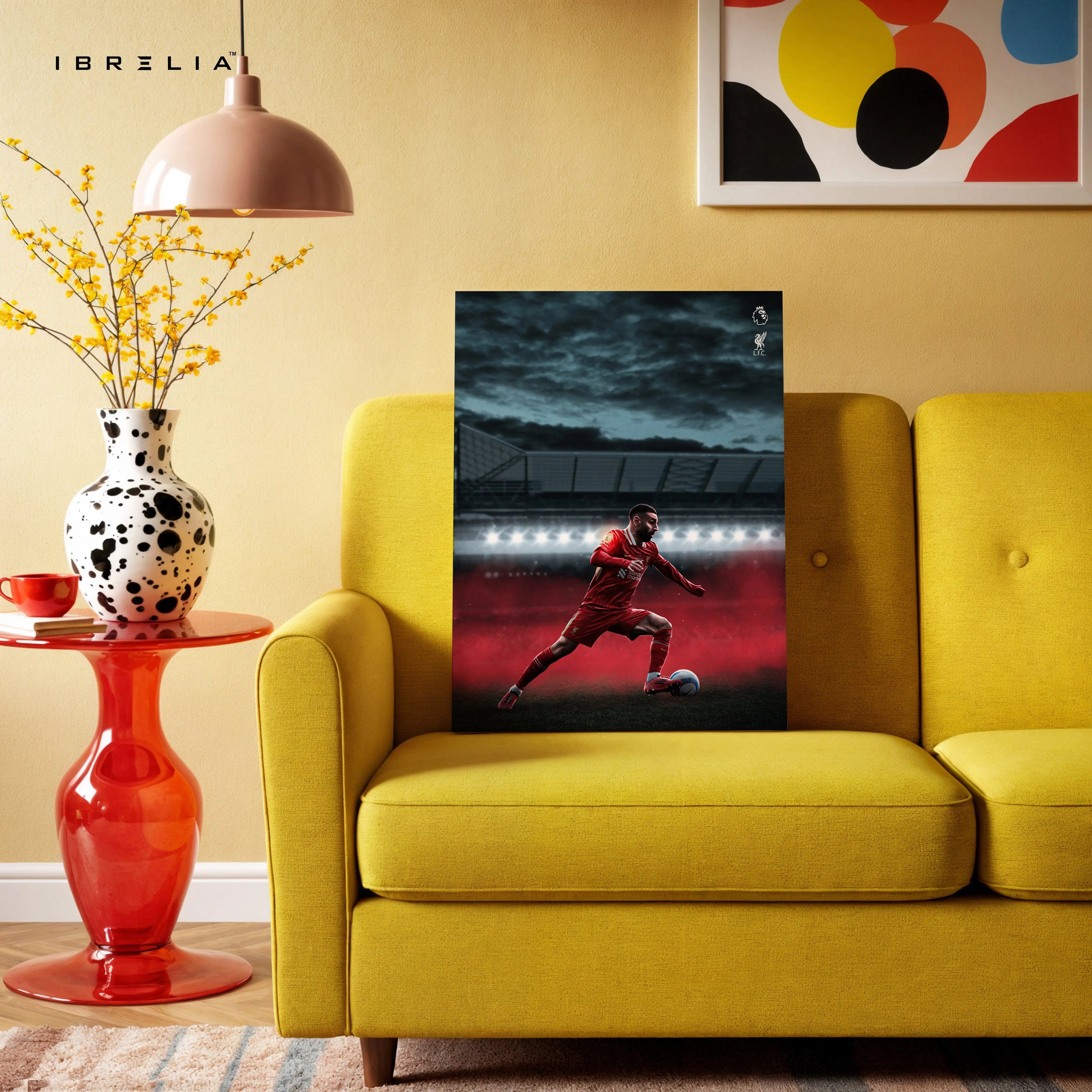 Crimson Night Striker – Cinematic Football Action Art | 4K Ultra Wrap Frame Wall Art in Pakistan | IBRELIA™ IBRELIA