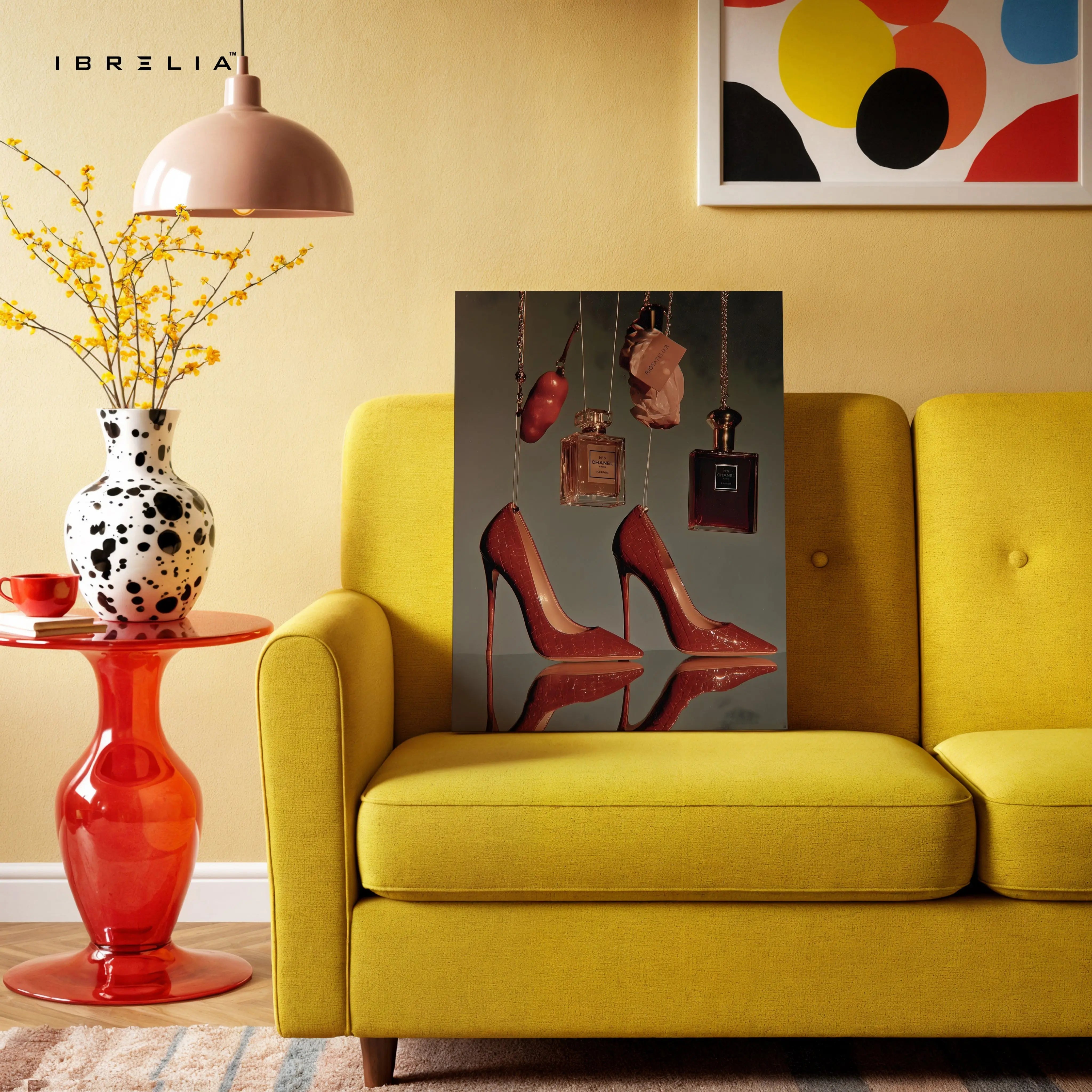 Luxury Heels & Perfume Still Life Art – 4K Ultra Wrap Frame Wall Art in Pakistan | IBRELIA™ IBRELIA