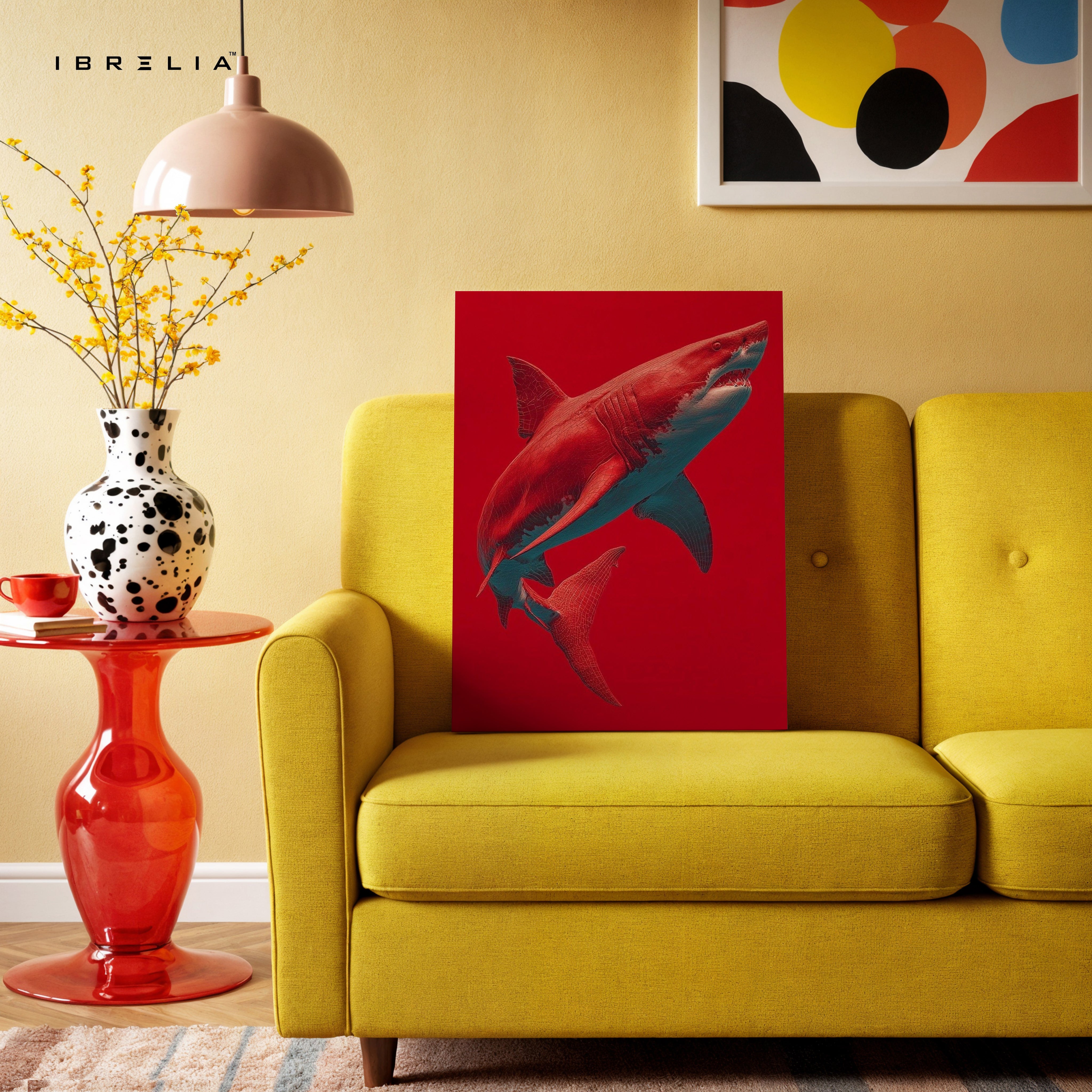 Crimson Shark Modern Art – 4K Ultra Wrap Frame Wall Art in Pakistan | IBRELIA™