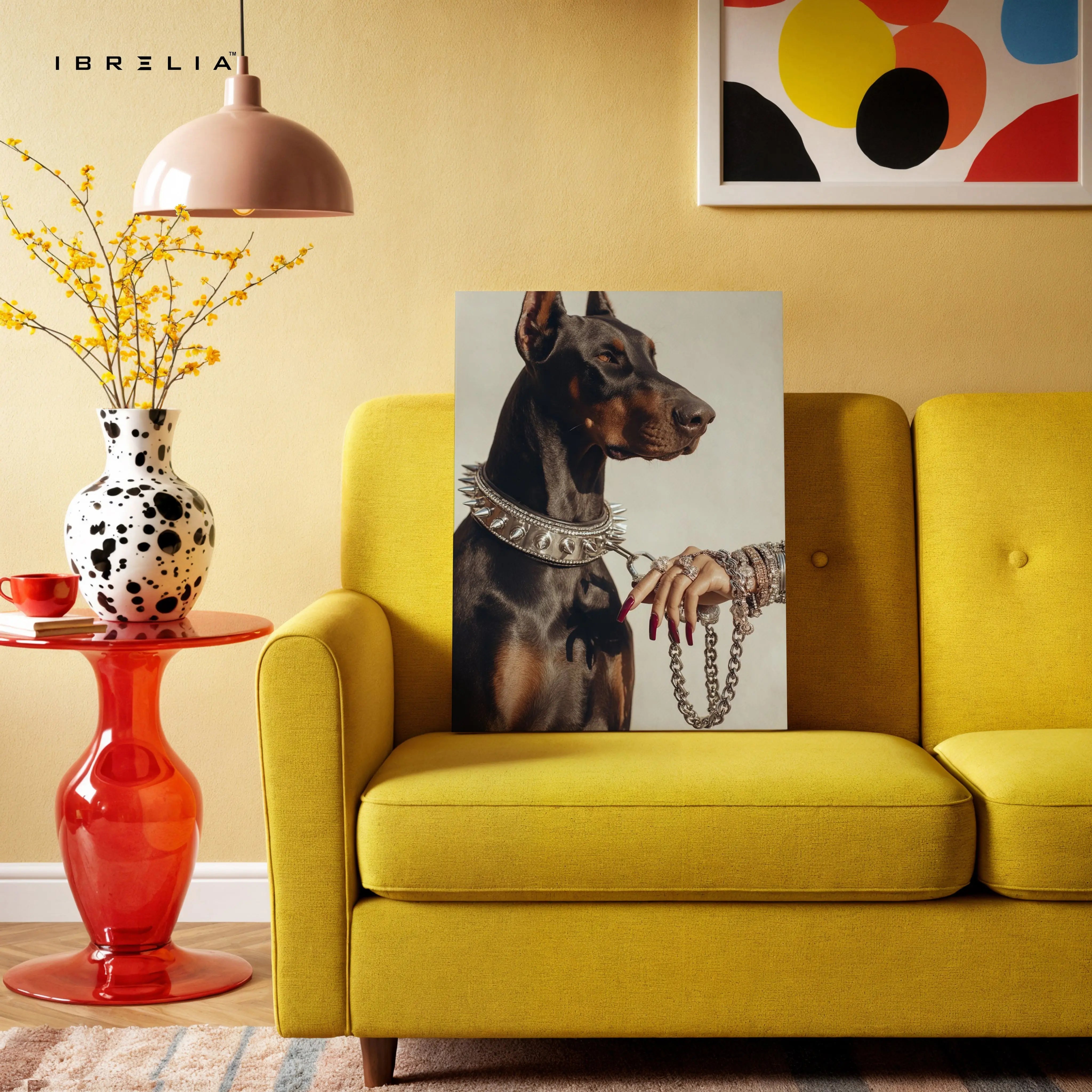 Luxury Doberman with Chain Collar – 4K Ultra Wrap Frame Wall Art in Pakistan | IBRELIA™ IBRELIA