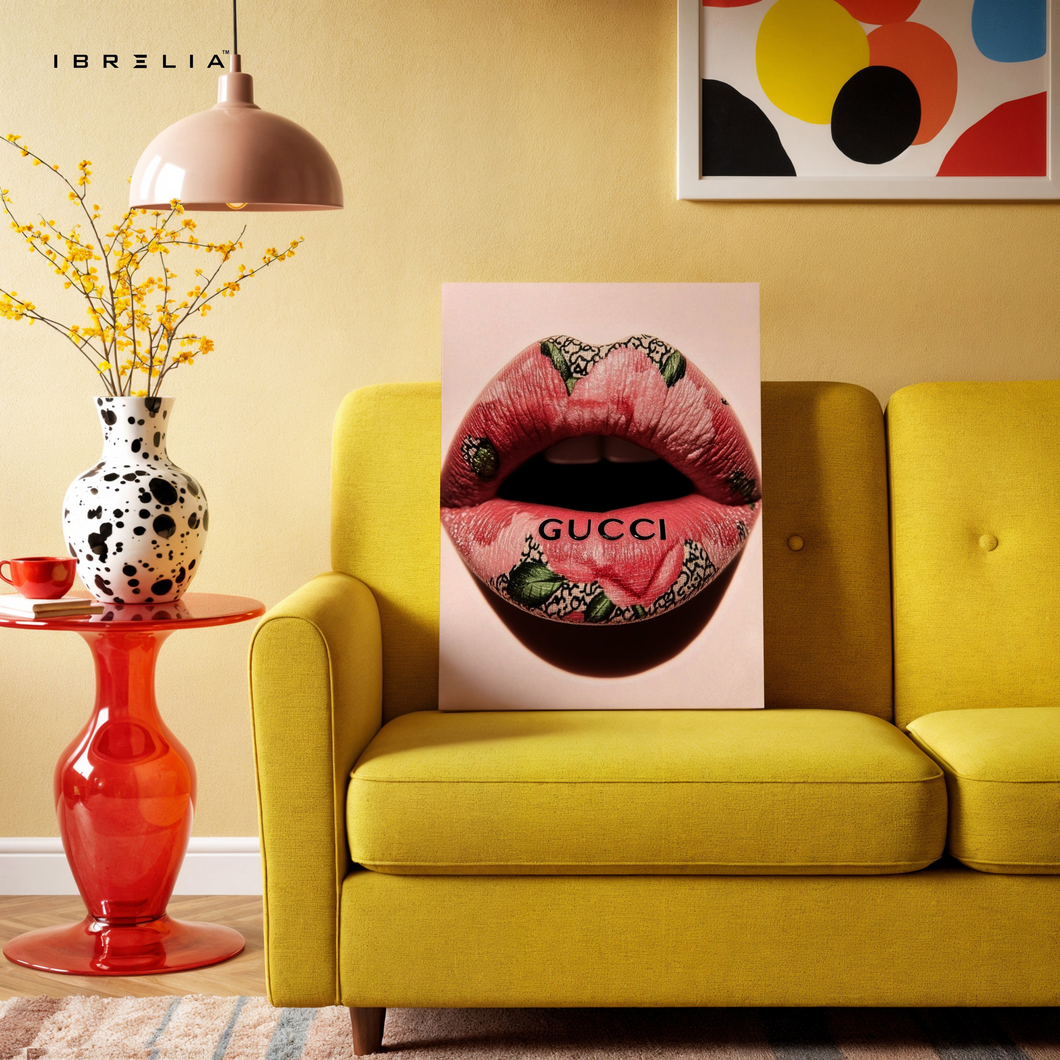 Gucci Floral Lips Glam Art – 4K Ultra Wrap Frame Wall Art in Pakistan | IBRELIA™ IBRELIA