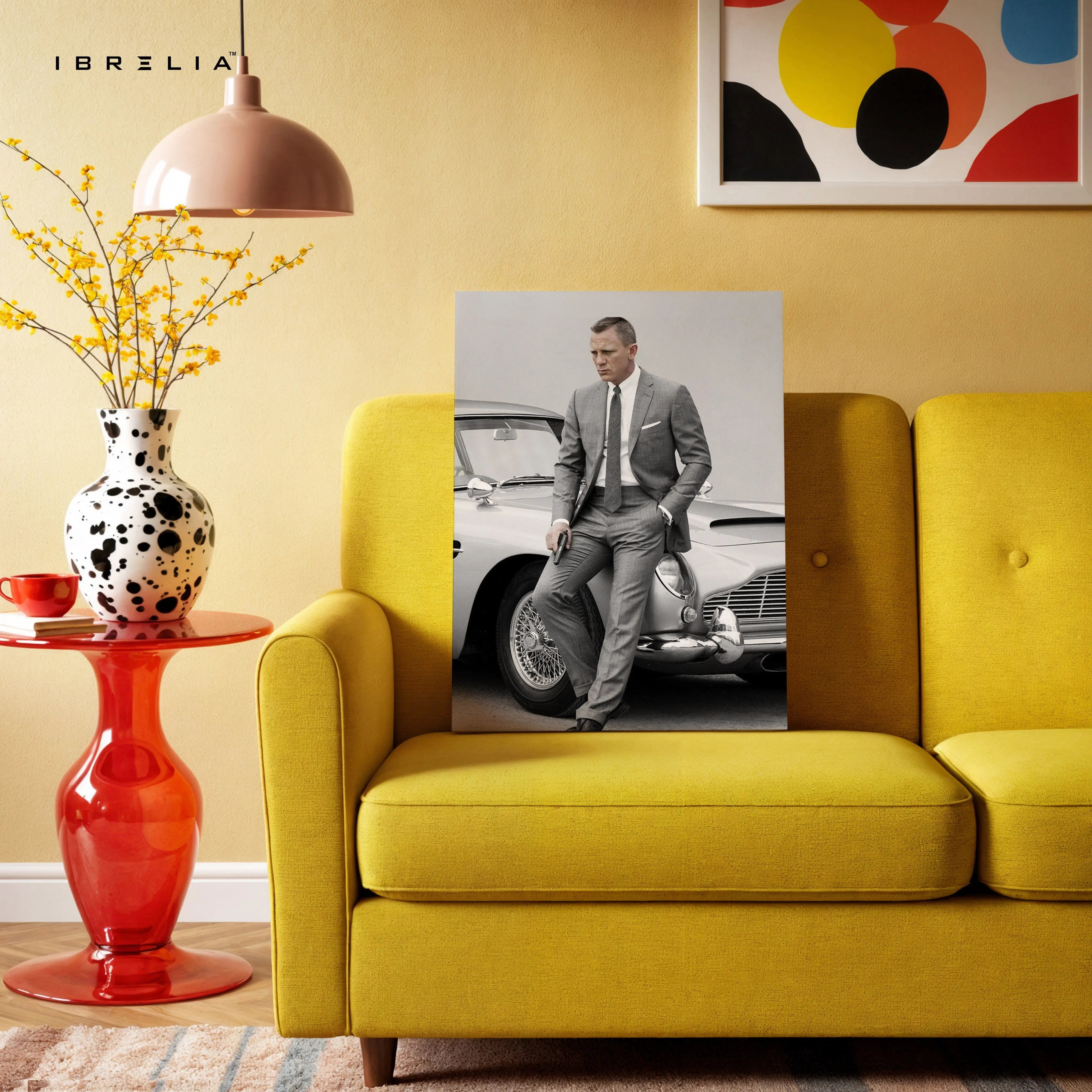James Bond Aston Martin Portrait – 007 Minimal Cinematic 4K Ultra Wrap Frame Wall Art in Pakistan | IBRELIA™ IBRELIA
