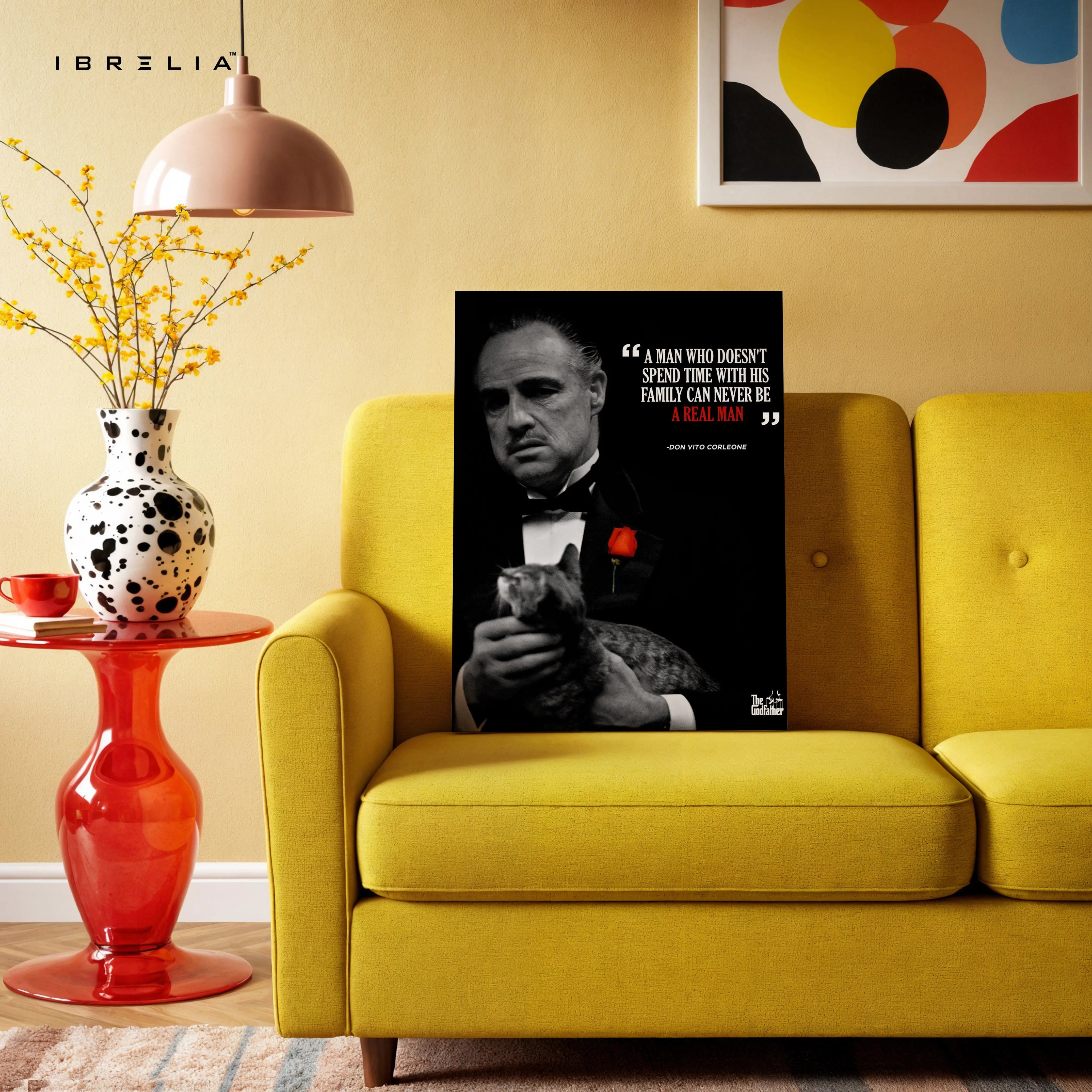 A Real Man Values Family – Don Vito Corleone Quote Art | 4K Ultra Wrap Frame Wall Art in Pakistan | IBRELIA™ IBRELIA