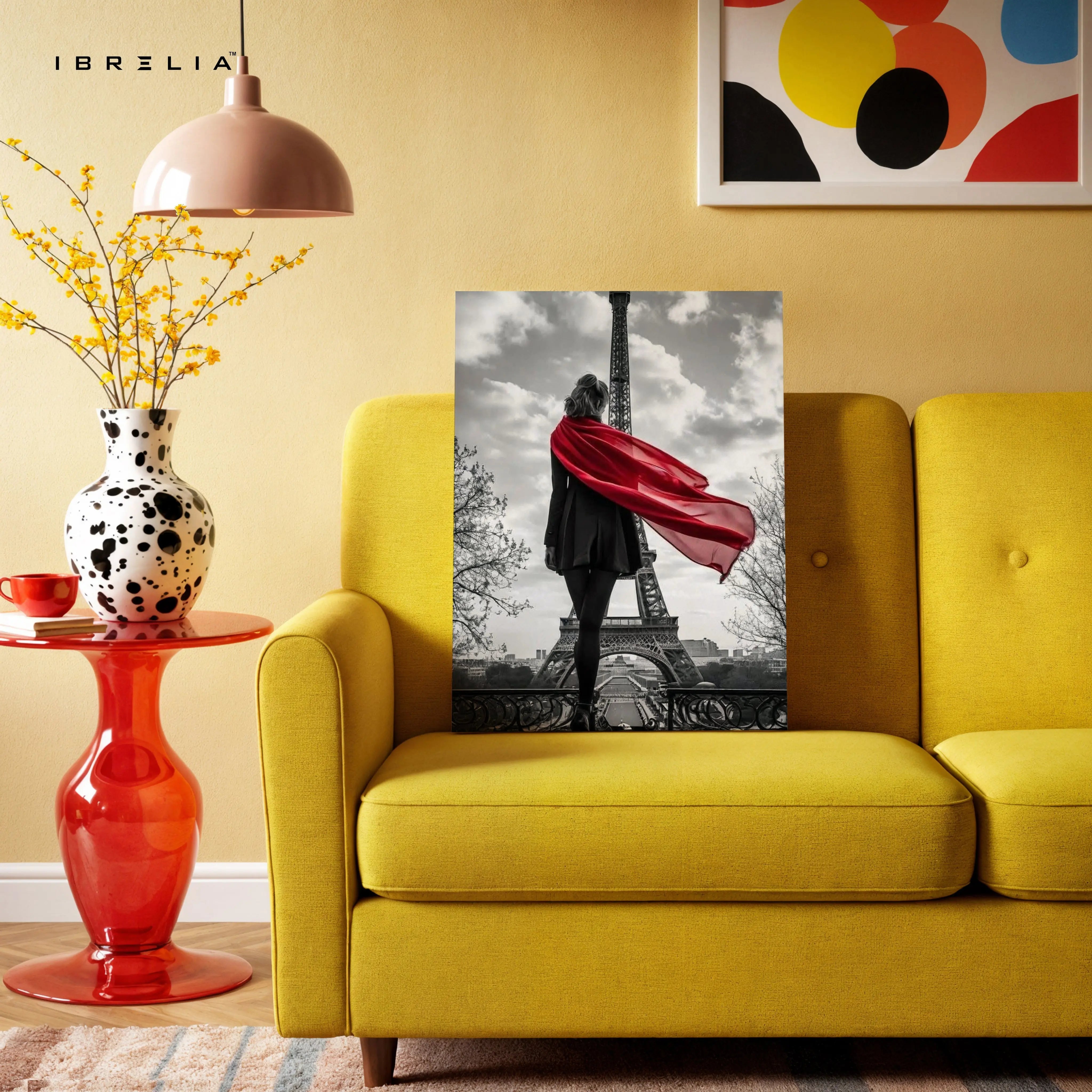 Paris Red Scarf Elegance Art – 4K Ultra Wrap Frame Wall Art in Pakistan | IBRELIA™ IBRELIA
