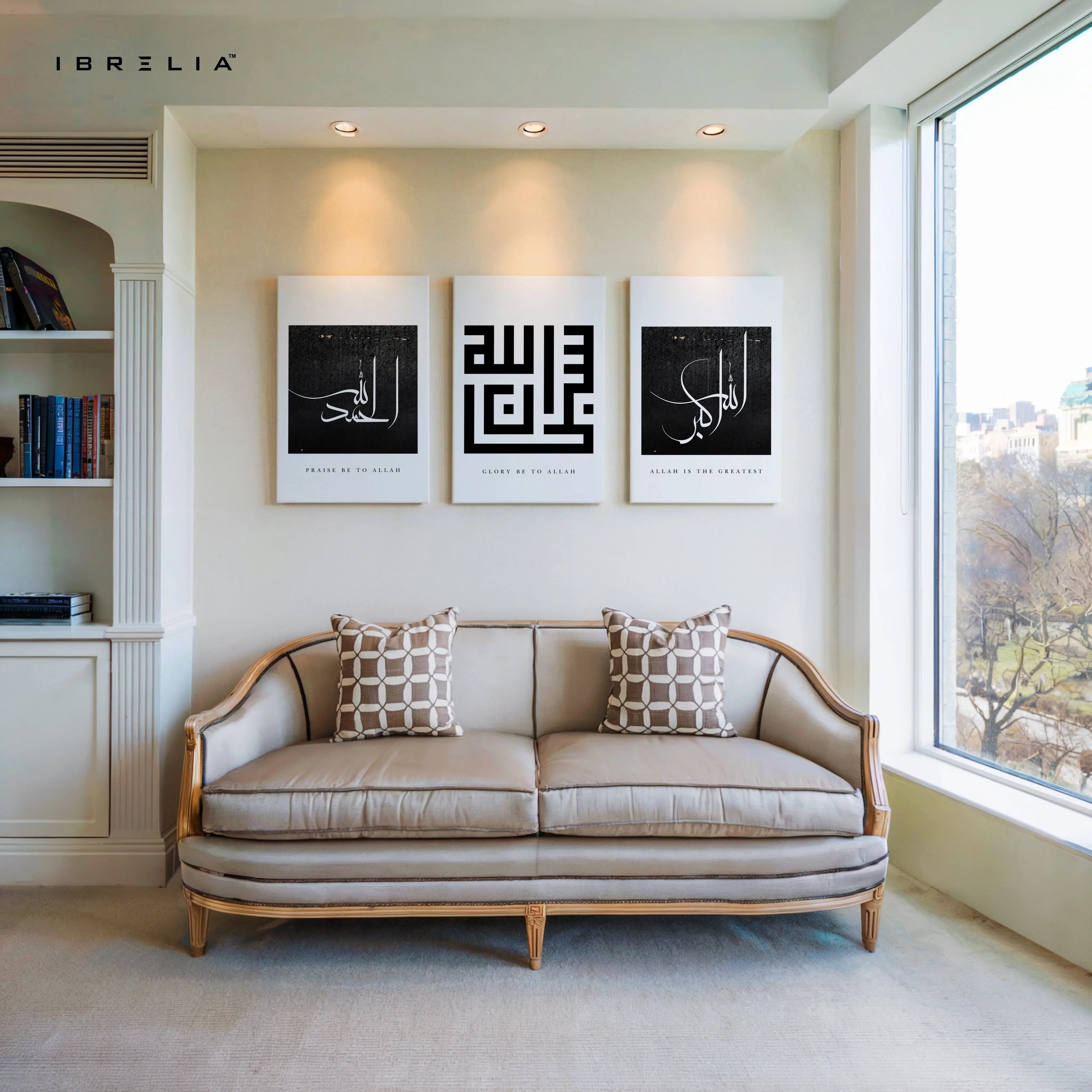 Alhamdulillah SubhanAllah Allahu Akbar 3 Panel Islamic Calligraphy 4K Ultra HD Wall Art in Pakistan | IBRELIA™ IBRELIA