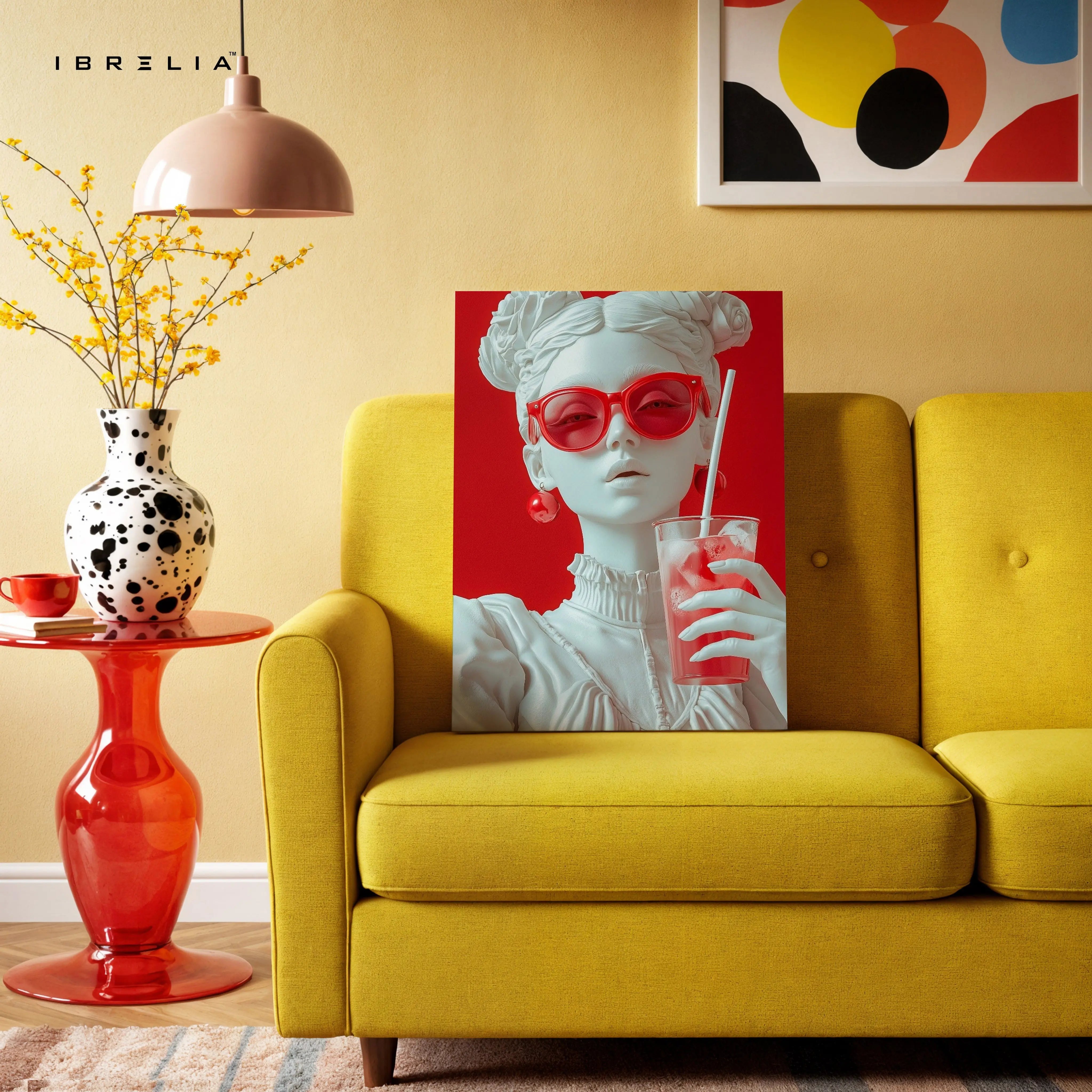 Red Pop Elegance Portrait Art – 4K Ultra Wrap Frame Wall Art in Pakistan | IBRELIA™ IBRELIA