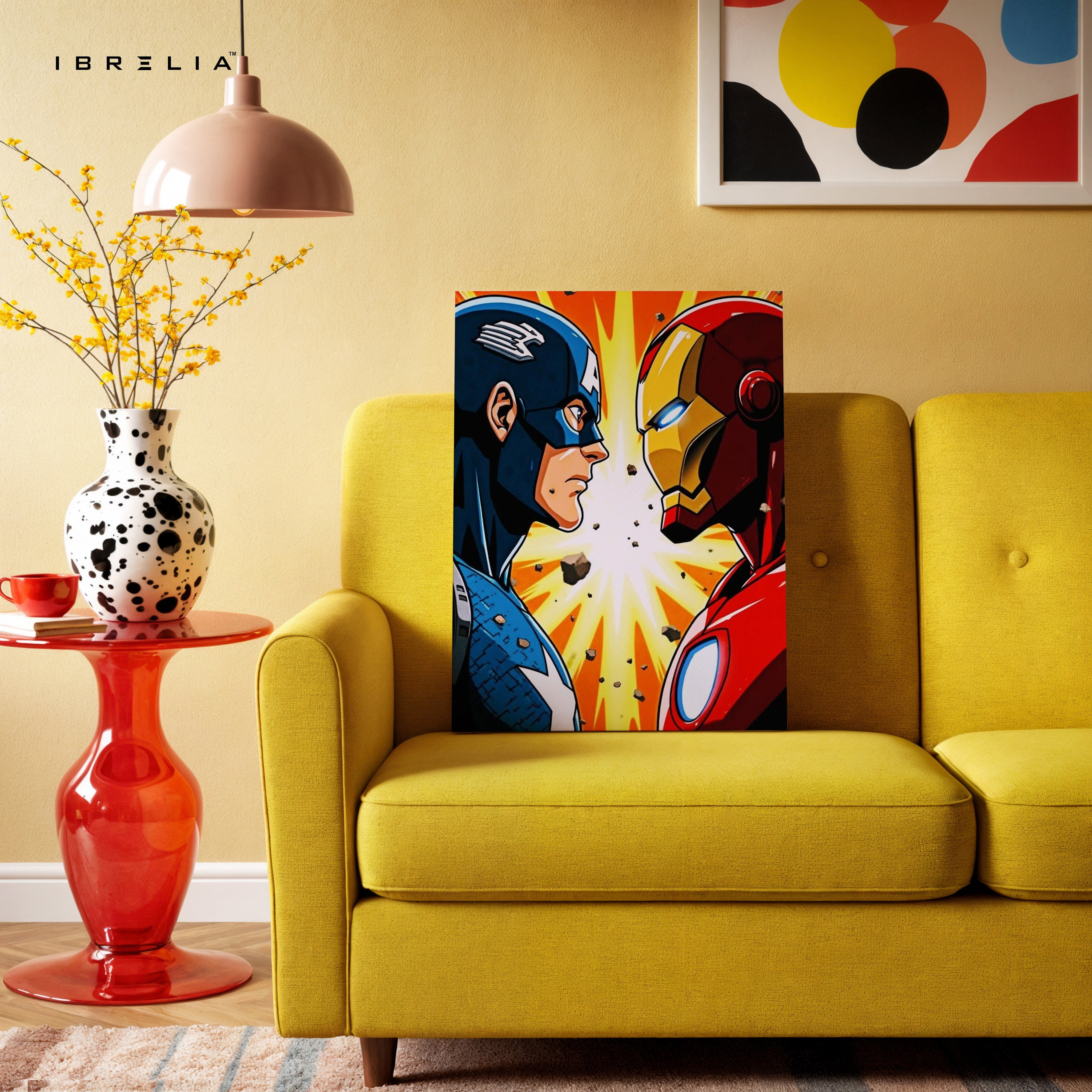 Heroes Face-Off Pop Art – Iconic Superhero Clash Wall Art | 4K Ultra Wrap Frame Wall Art in Pakistan | IBRELIA™