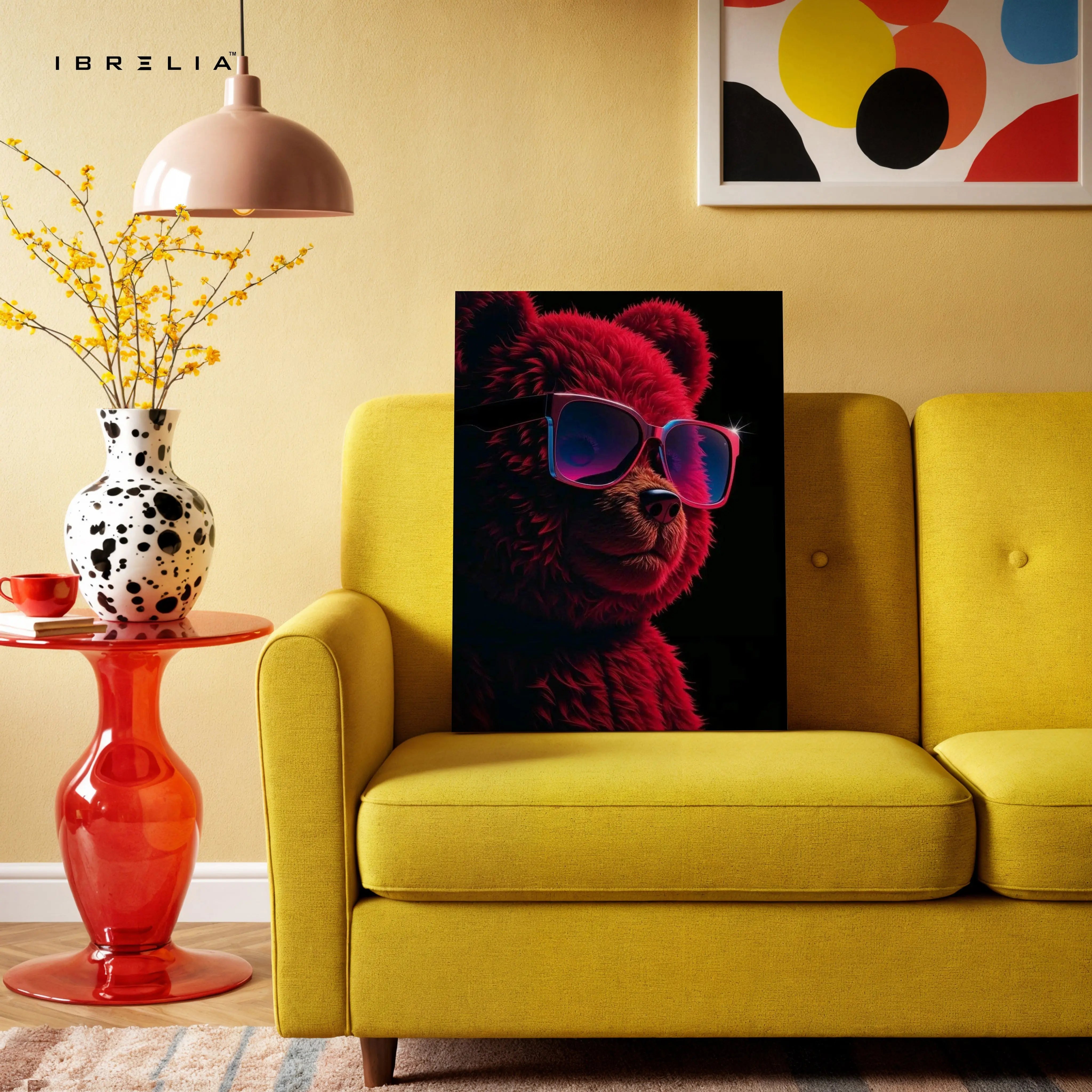 Red Bear Swagger Art – 4K Ultra Wrap Frame Wall Art in Pakistan | IBRELIA™ IBRELIA
