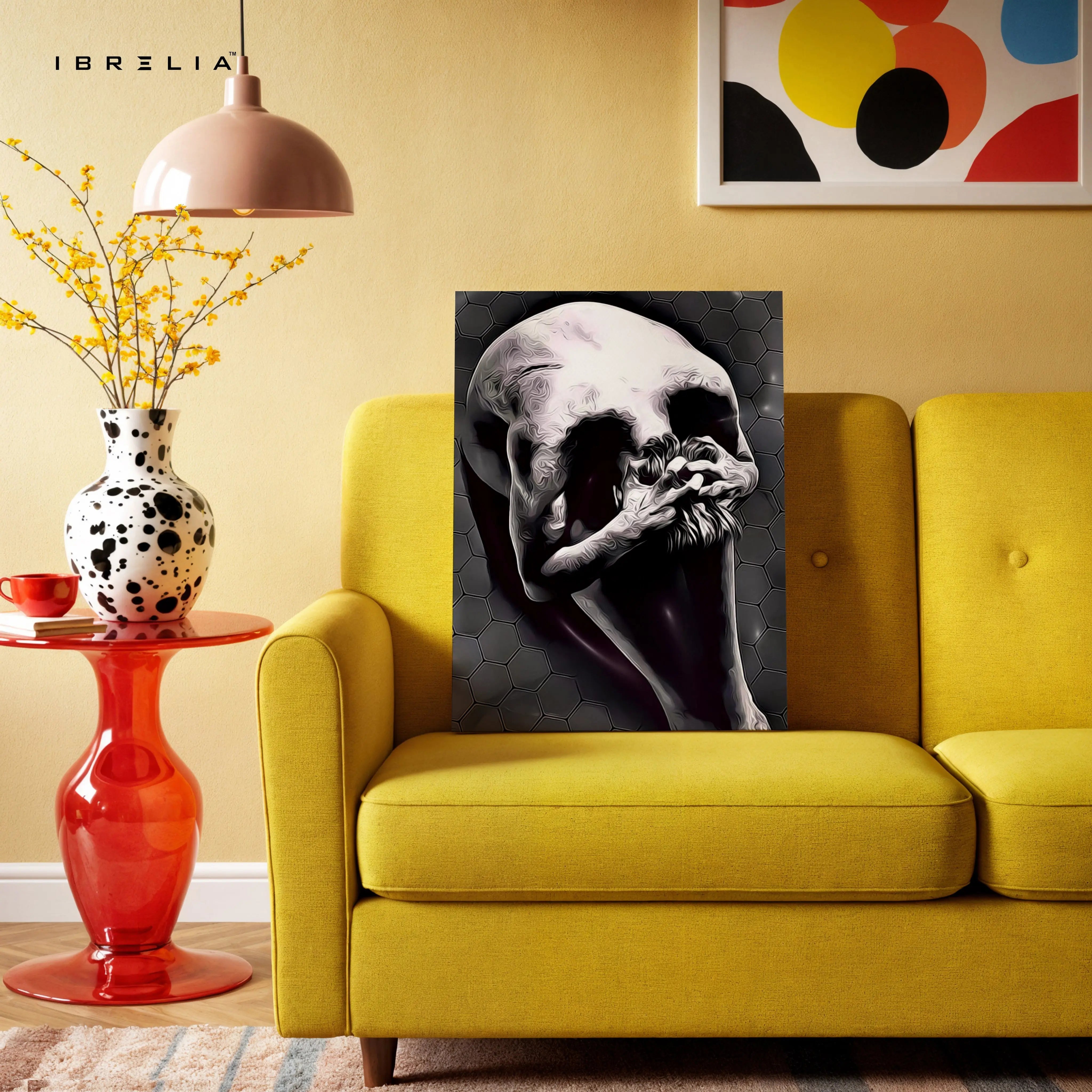 Silent Contemplation Skull – Dark Abstract Thought Art | 4K Ultra Wrap Frame Wall Art in Pakistan | IBRELIA™ IBRELIA