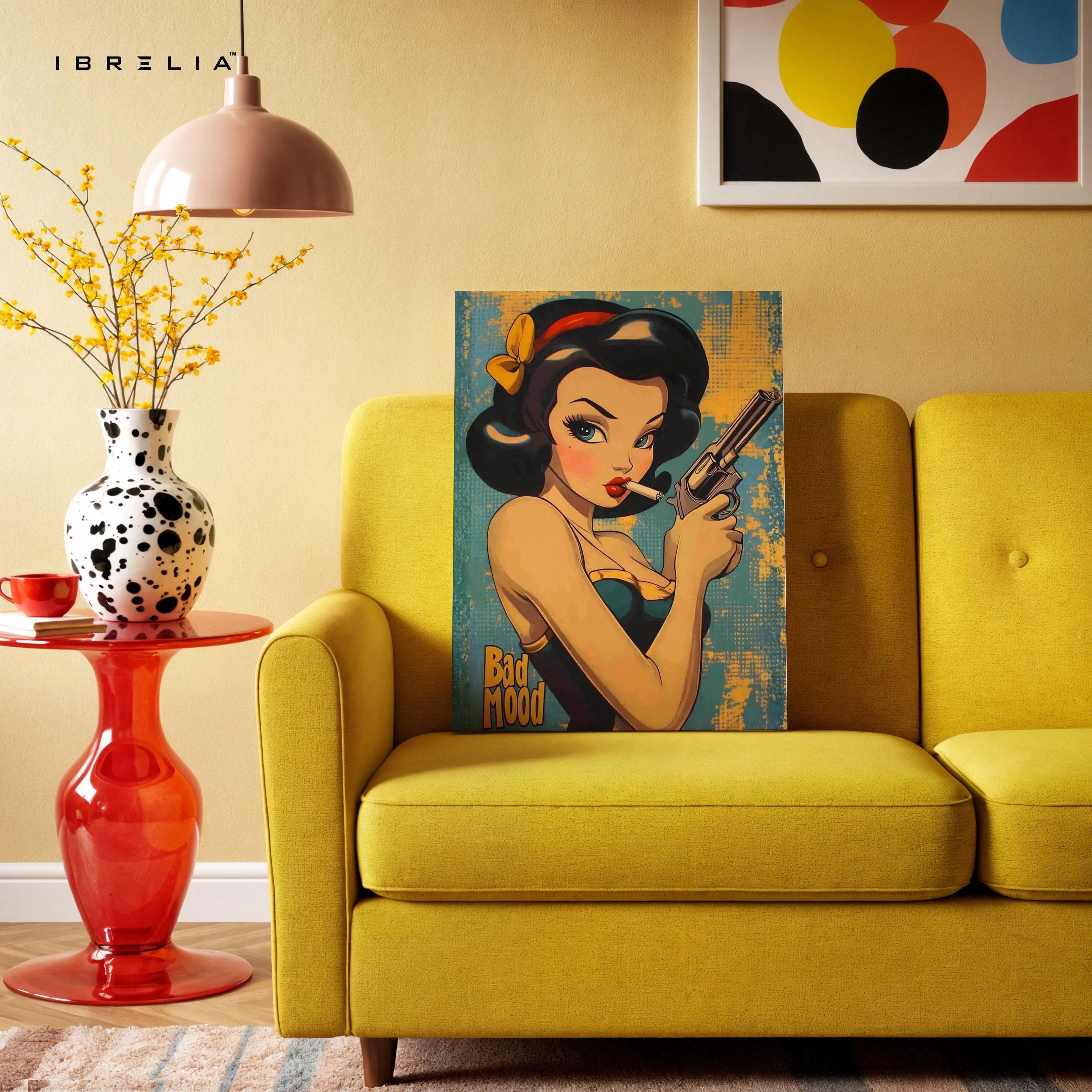 Bad Mood Pin-Up Noir – Vintage Femme Fatale Pop Art | 4K Ultra Wrap Frame Wall Art in Pakistan | IBRELIA™ IBRELIA