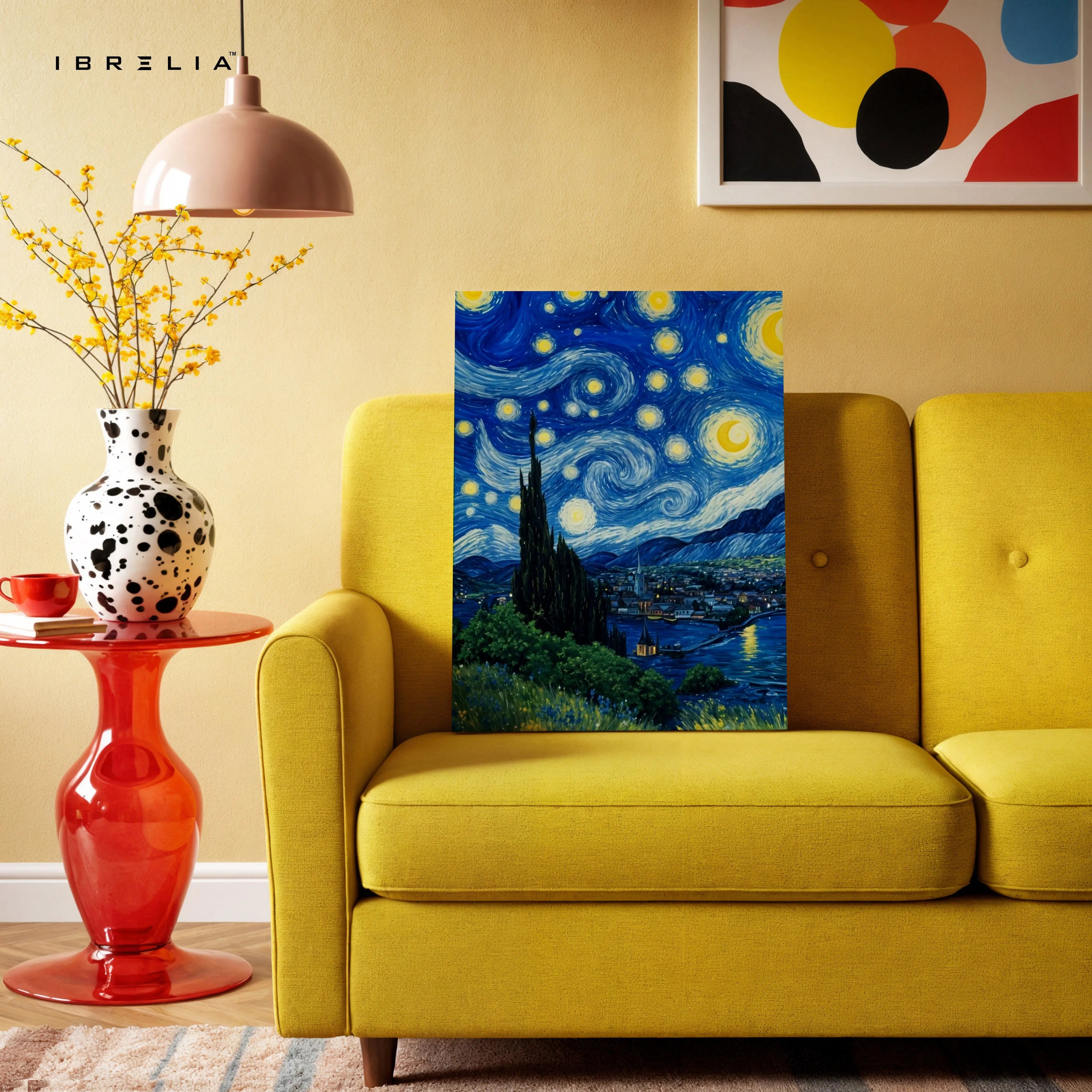 Starry Night Noir Art – Iconic Swirling Sky Wall Art | 4K Ultra Wrap Frame Wall Art in Pakistan | IBRELIA™ IBRELIA