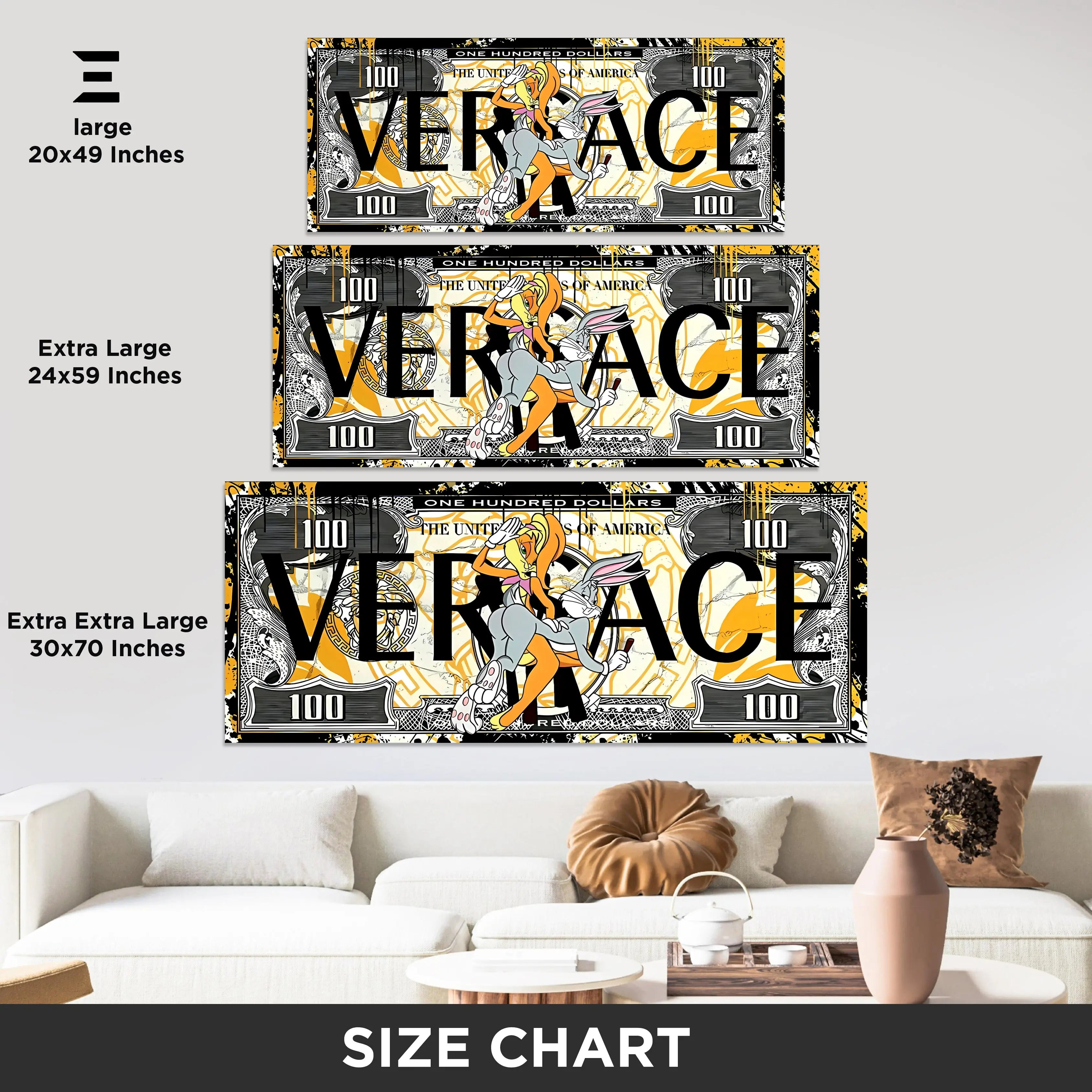 Ultra Wide Wall Art – Bugs Bunny x Versace Dollar Design | IBRELIA™ IBRELIA