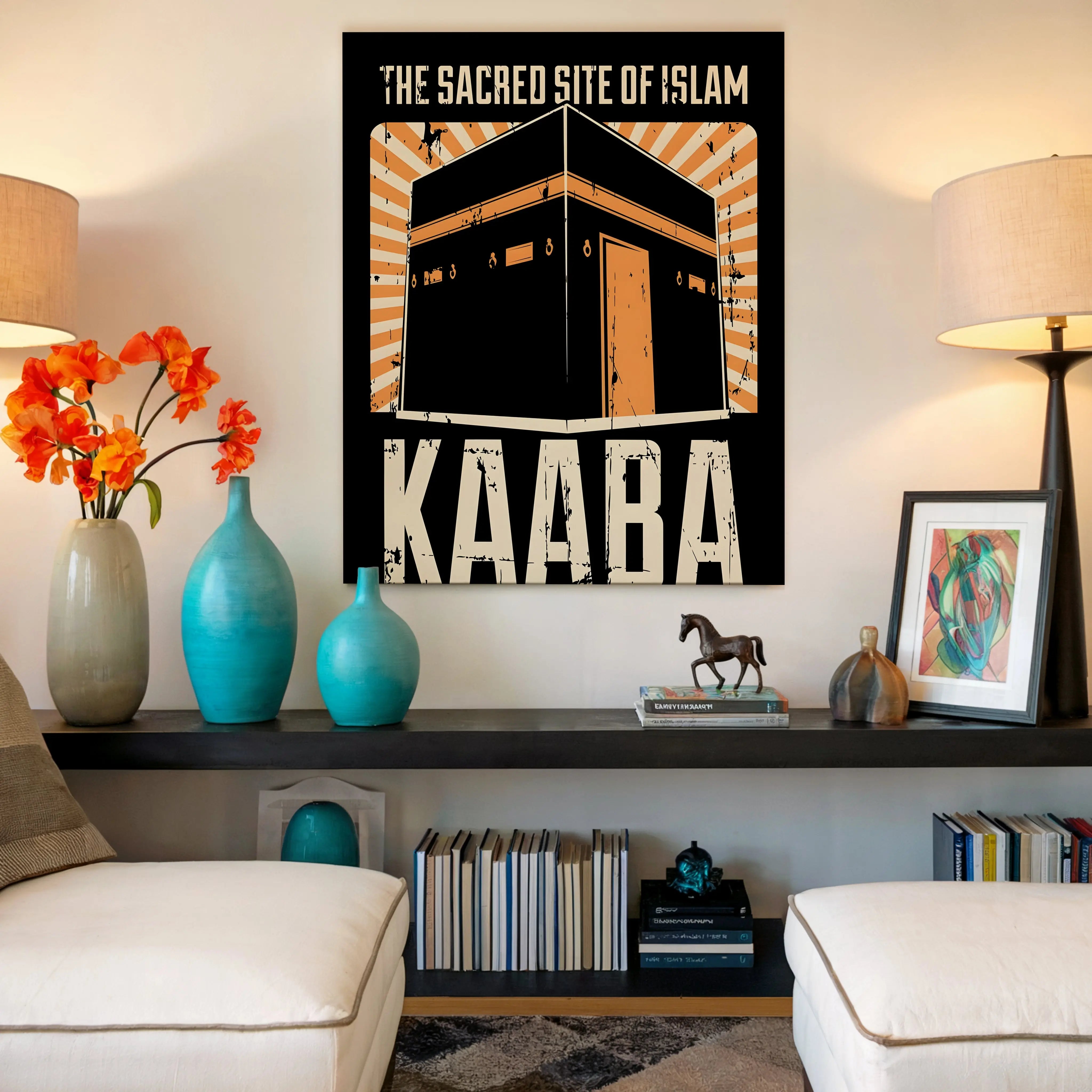 The Sacred Site of Islam – Kaaba Vintage Poster Art | 4K Ultra Wrap Frame Wall Art in Pakistan | IBRELIA™ IBRELIA