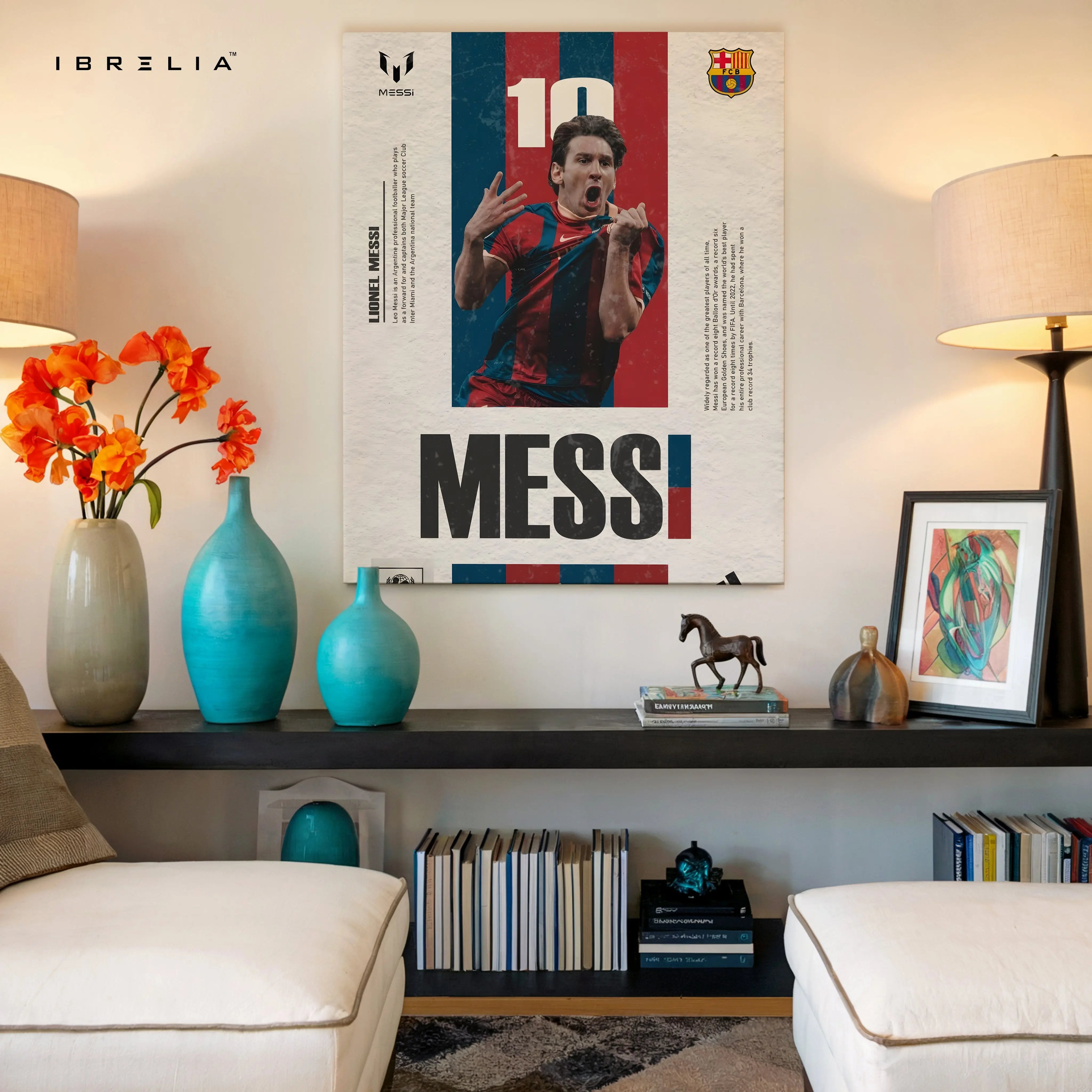 Lionel Messi FC Barcelona Iconic No.10 Poster Art – 4K Ultra Wrap Frame Wall Art in Pakistan | IBRELIA™ IBRELIA