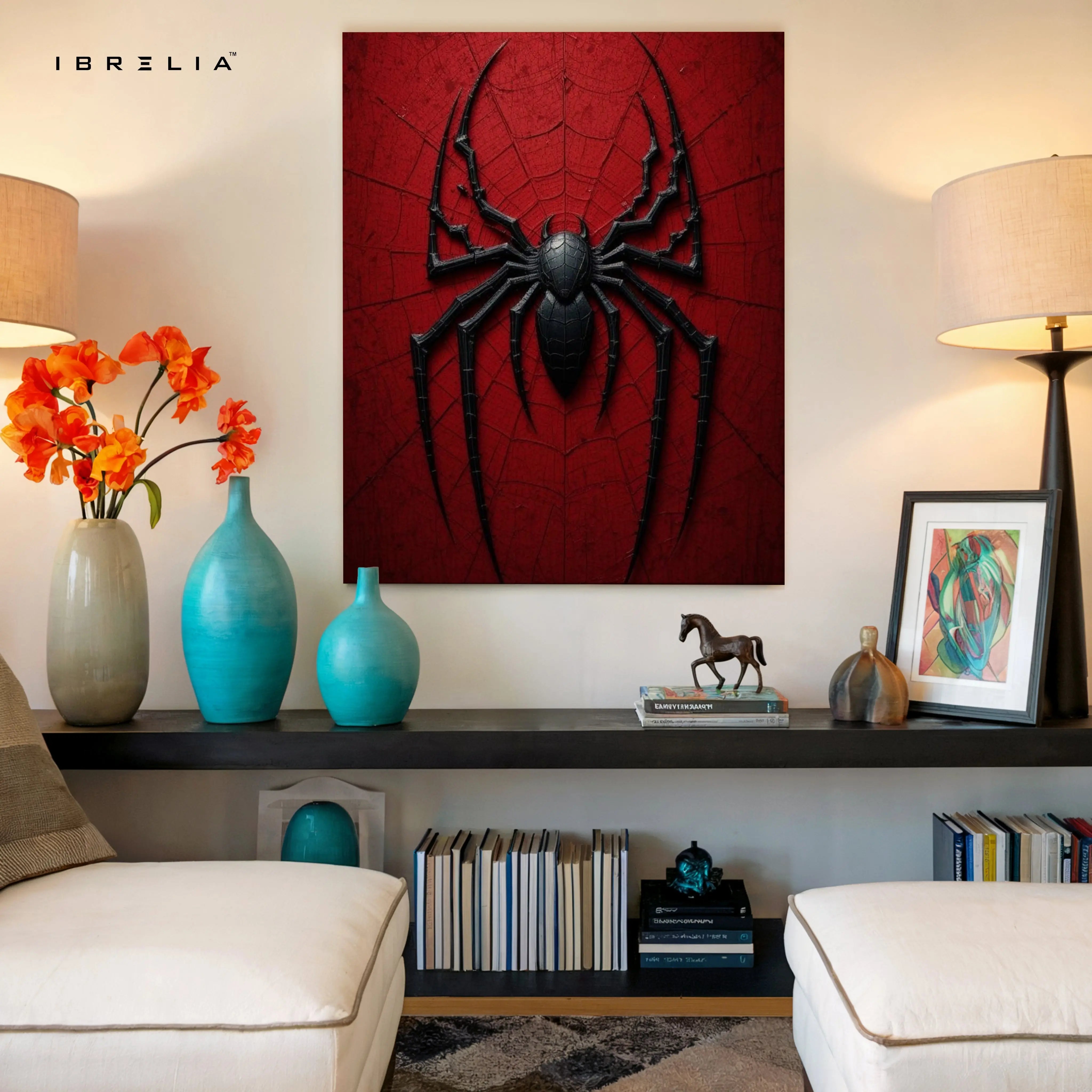 Crimson Arachnid Emblem Art – 4K Ultra Wrap Frame Wall Art in Pakistan | IBRELIA™ IBRELIA