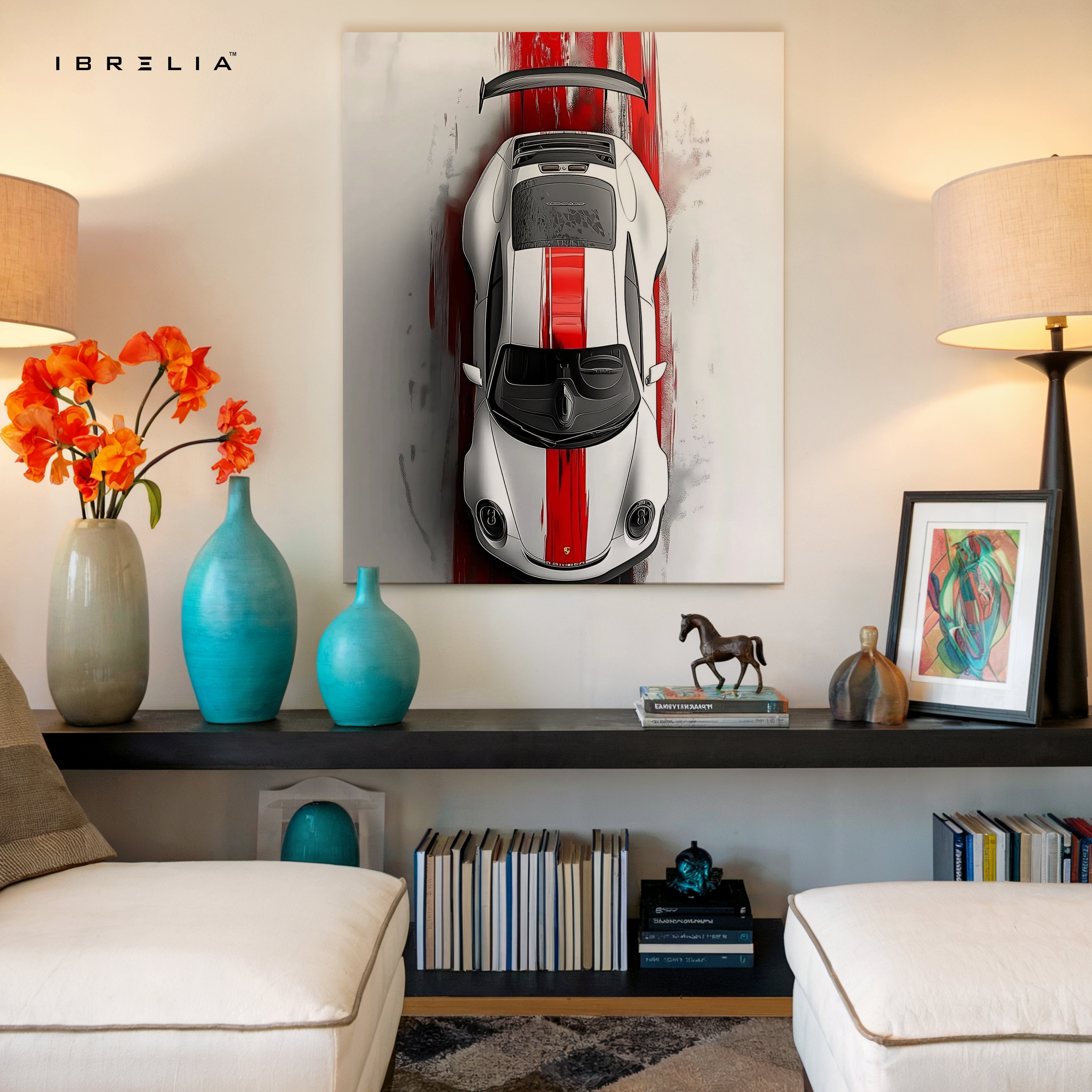 Precision Velocity – Top View Supercar Racing Art | 4K Ultra Wrap Frame Wall Art in Pakistan | IBRELIA™ IBRELIA