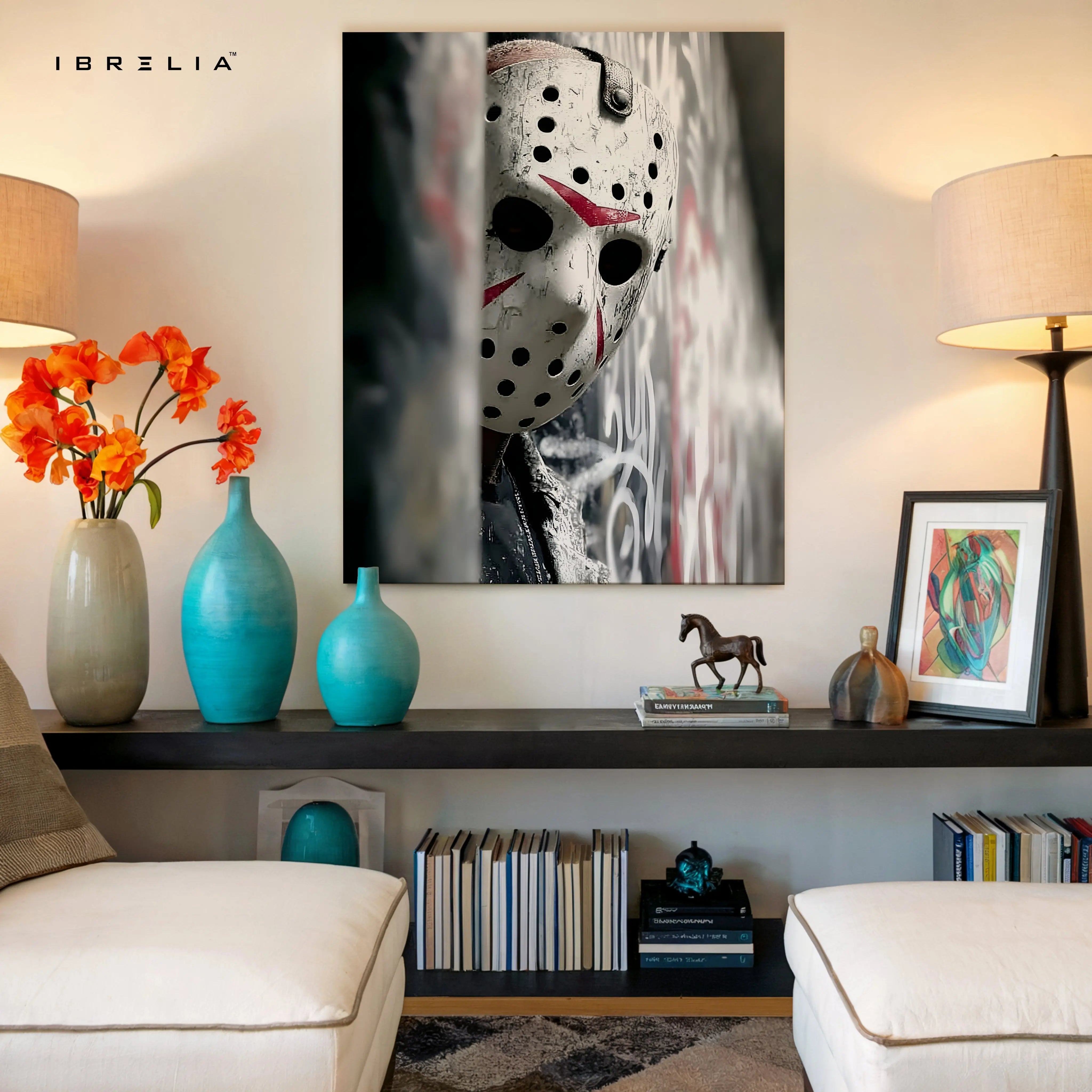Jason Mask Shadow – Horror Icon 4K Ultra Wrap Frame Wall Art | IBRELIA™ IBRELIA