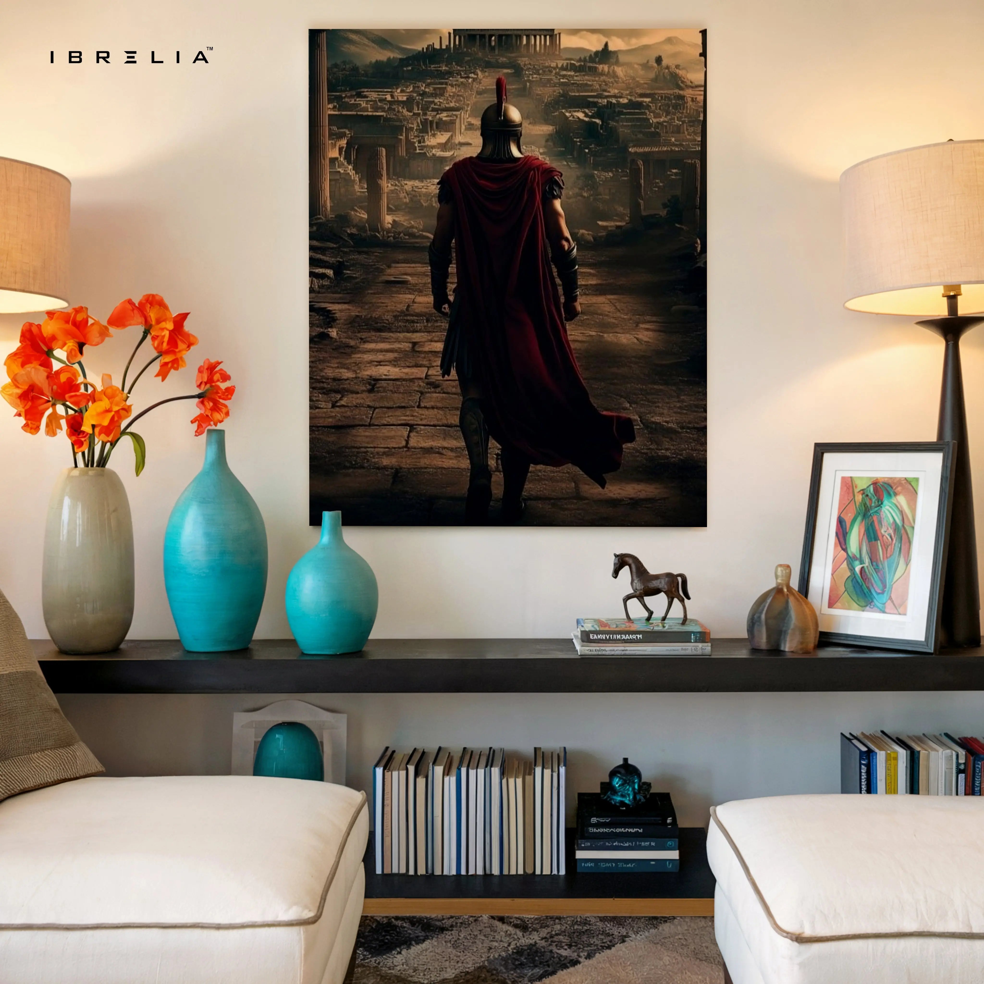 Spartan Ascension Art – Dark Cinematic Roman Warrior Wall Art | 4K Ultra Wrap Frame Wall Art in Pakistan | IBRELIA™ IBRELIA