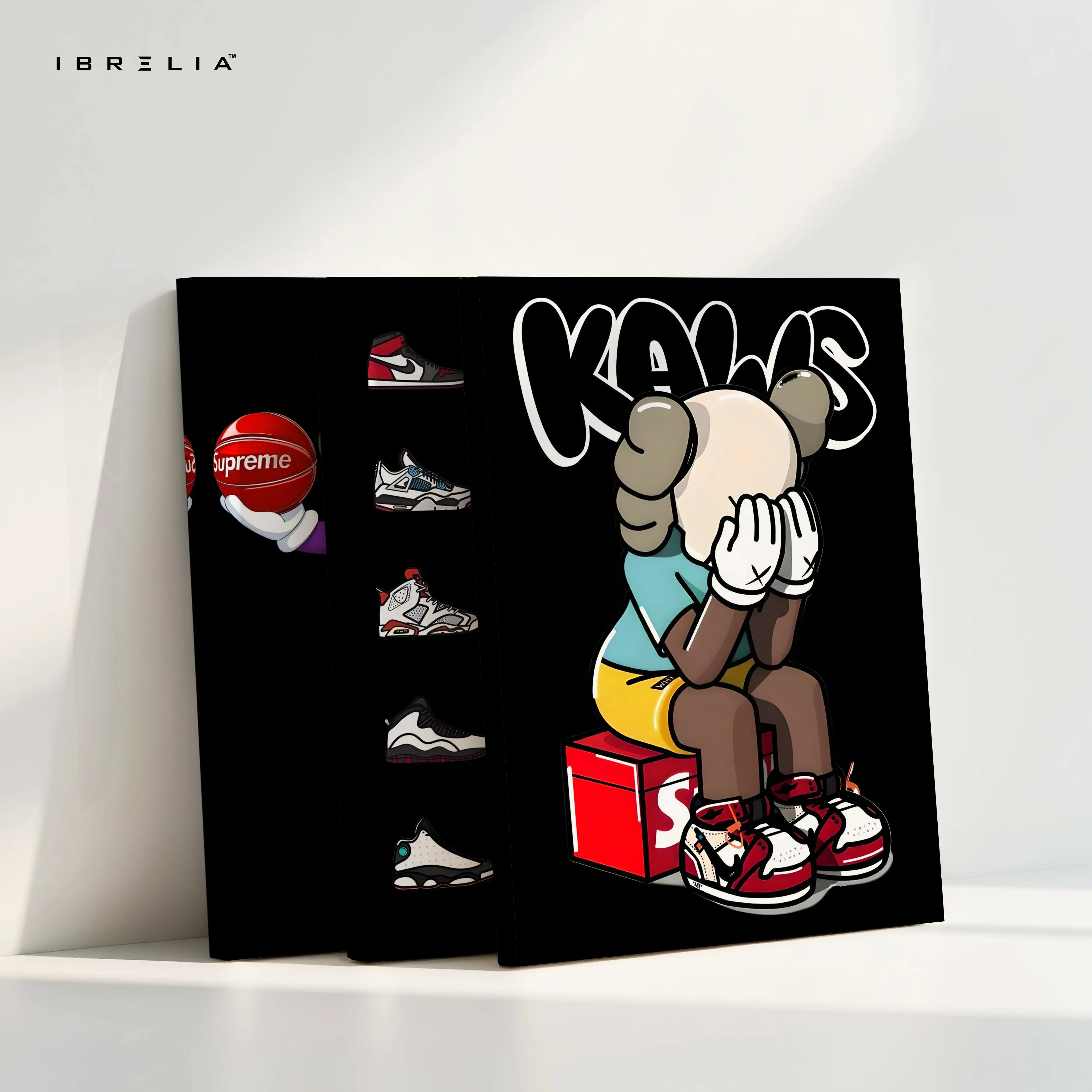 KAWS Sneaker Street Art 3 Panel 4K Ultra HD Wall Art in Pakistan | IBRELIA™ IBRELIA
