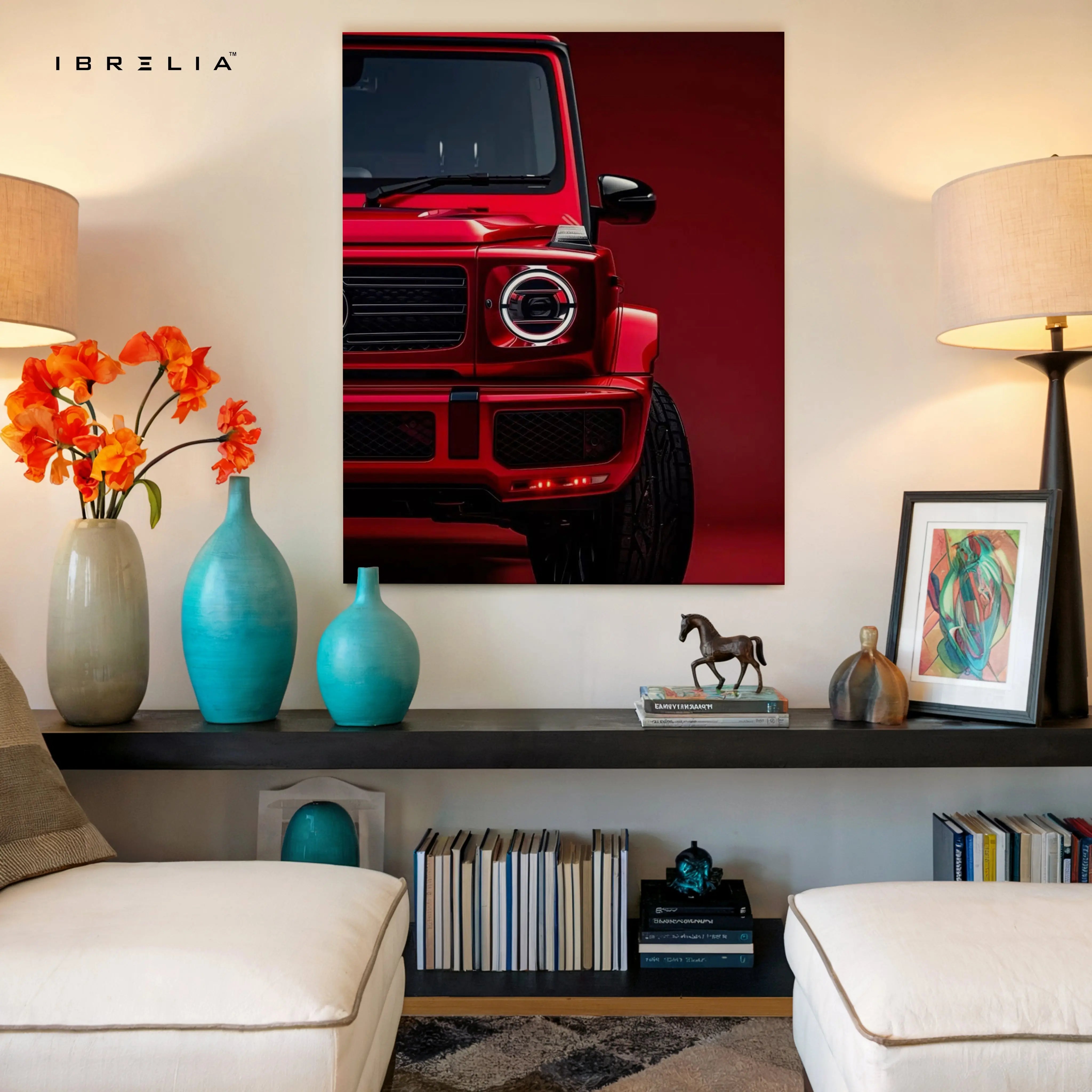 Red Beast Luxury SUV Art – 4K Ultra Wrap Frame Wall Art in Pakistan | IBRELIA™ IBRELIA