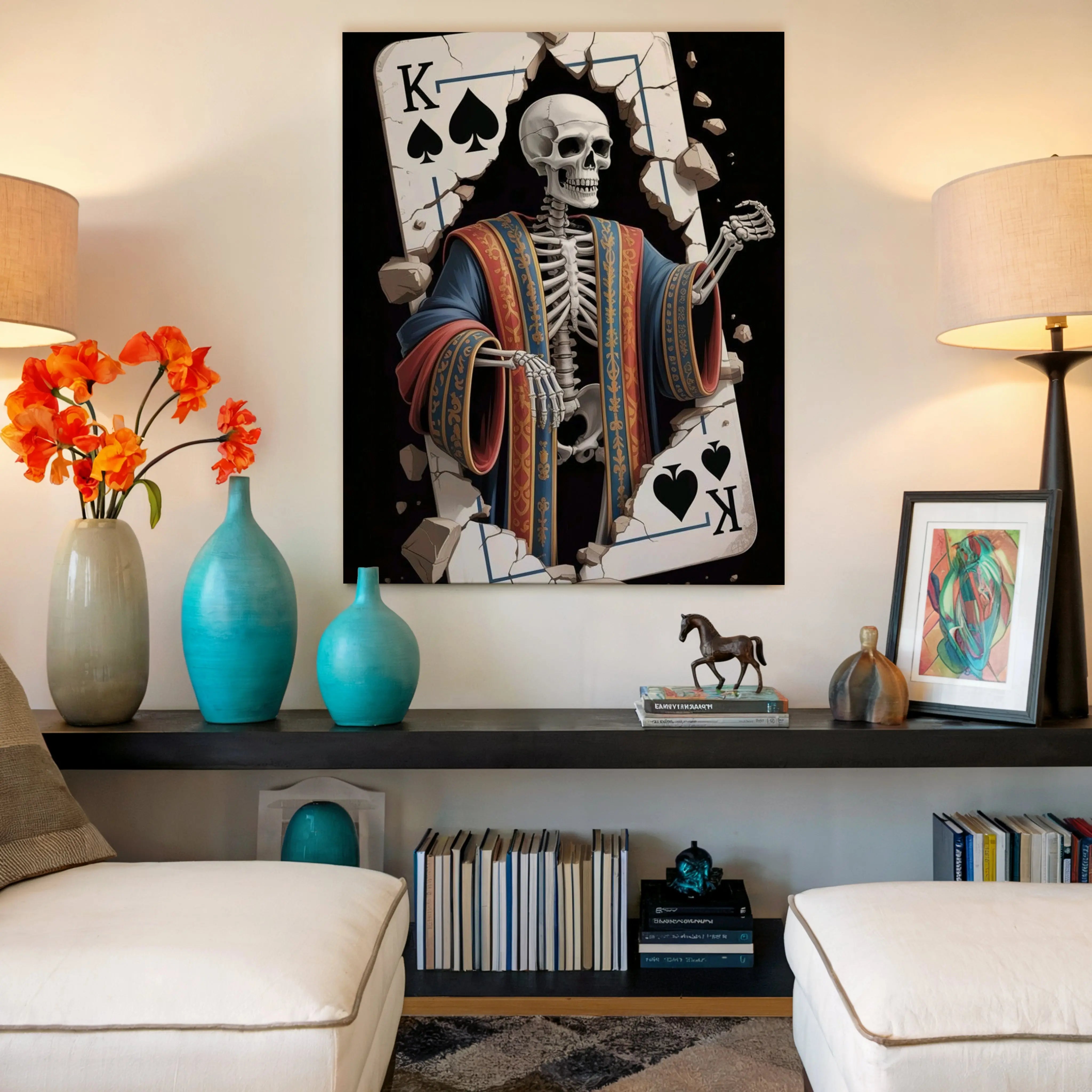 Skeleton King of Spades Art – 4K Ultra Wrap Frame Wall Art in Pakistan | IBRELIA™ IBRELIA