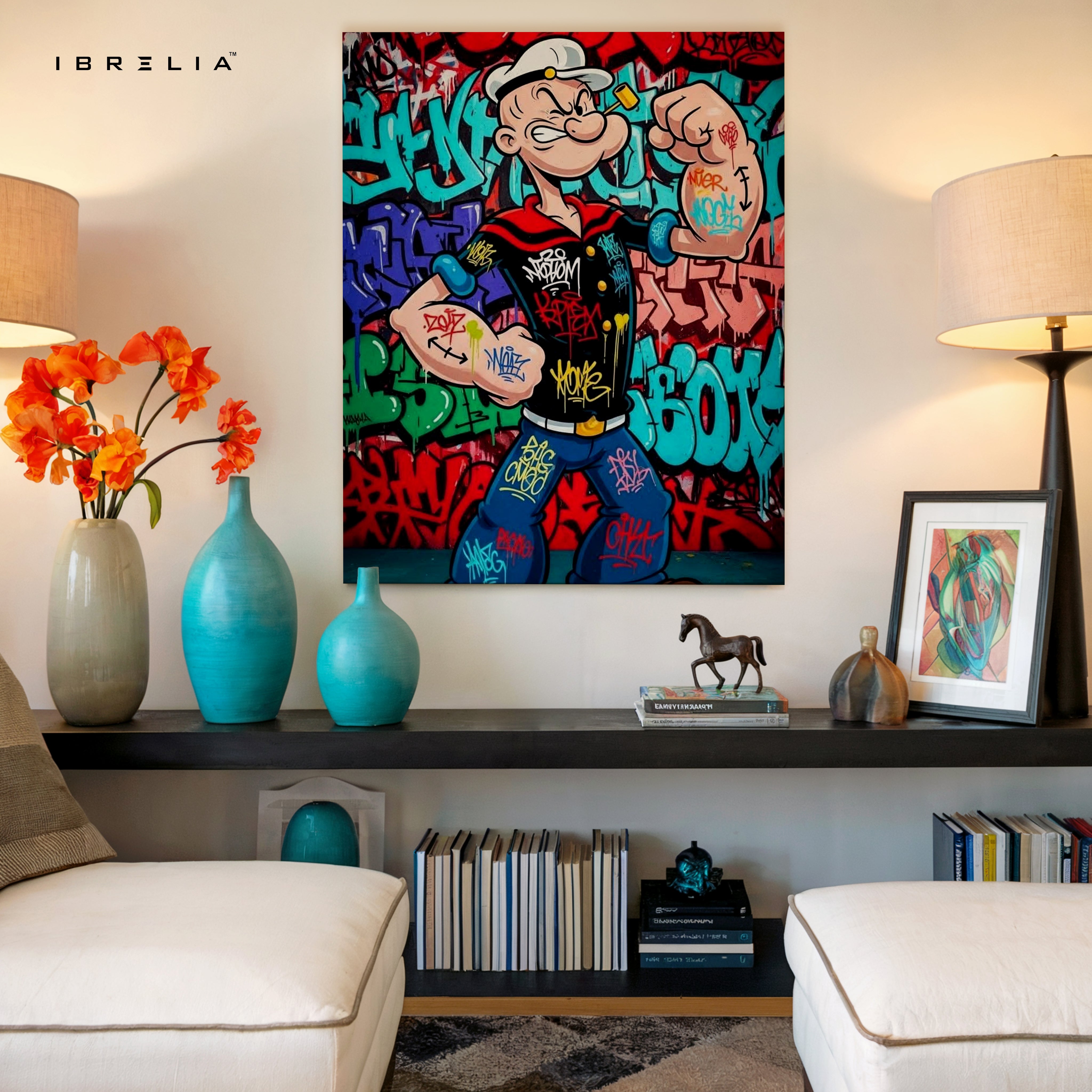 Popeye Street Power Graffiti Art – Urban Muscle Pop Art | 4K Ultra Wrap Frame Wall Art in Pakistan | IBRELIA™