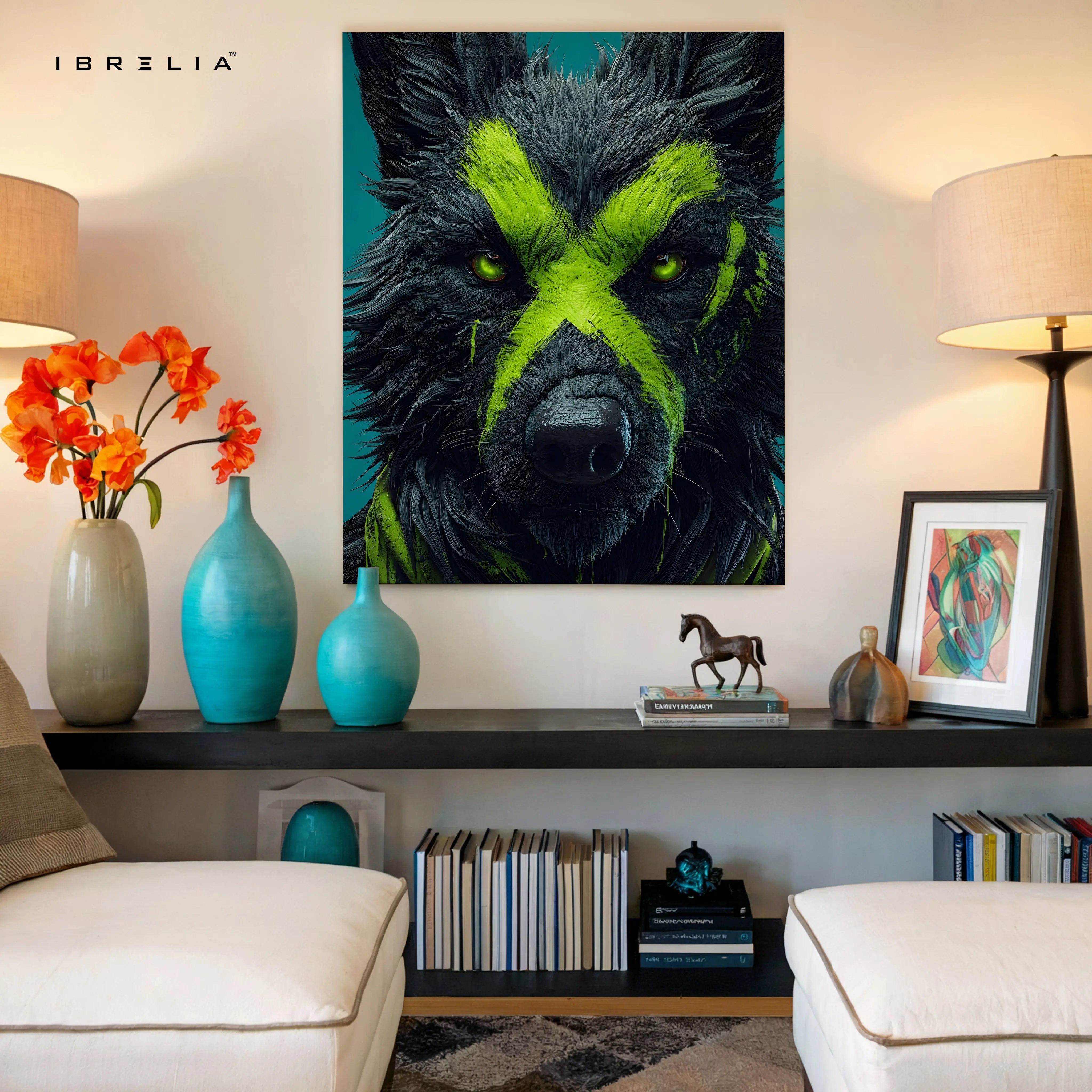 Neon Wolf X Mark Pop Art – 4K Ultra Wrap Frame Wall Art in Pakistan | IBRELIA™ IBRELIA