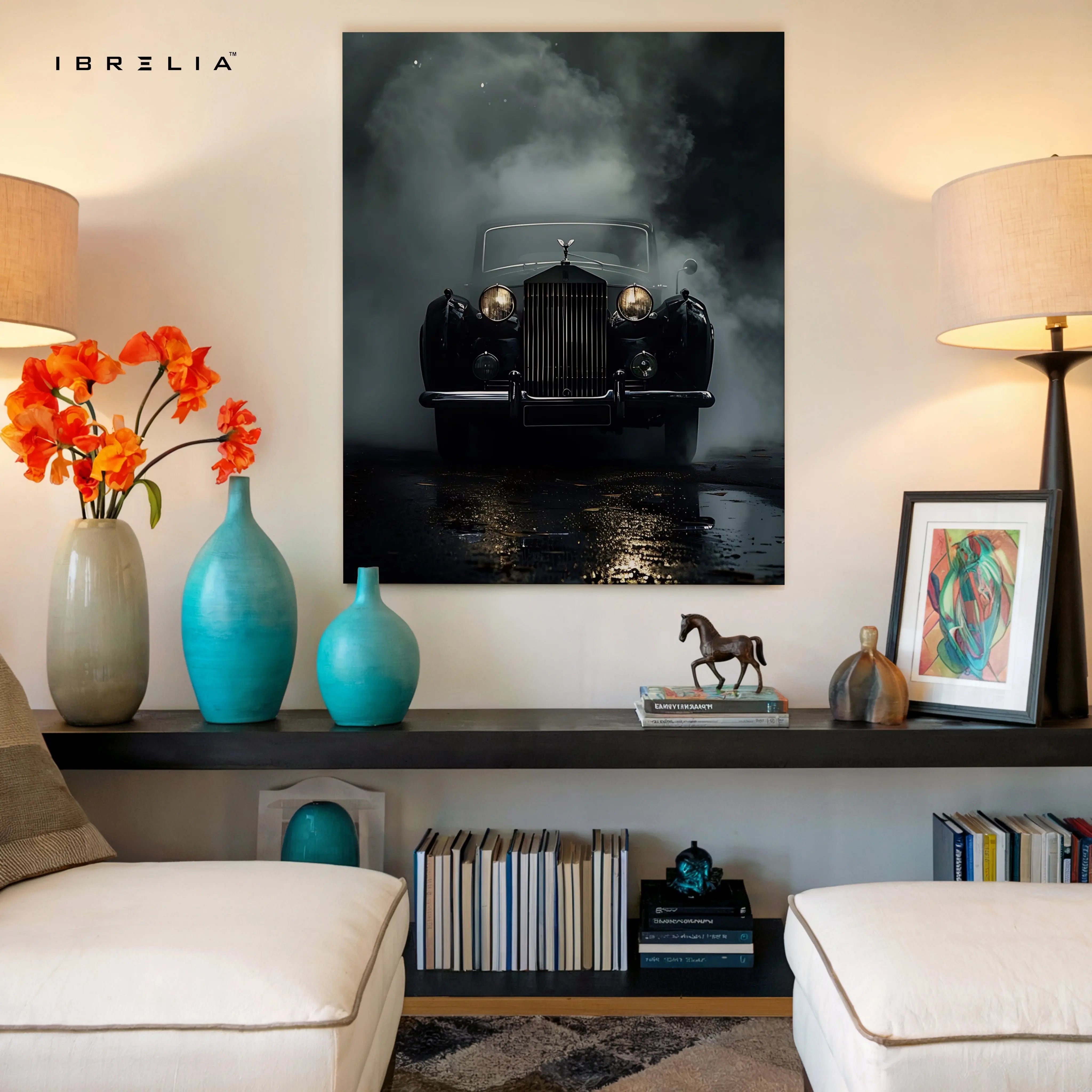 Vintage Noir Elegance – Classic Luxury Car Cinematic Art | 4K Ultra Wrap Frame Wall Art in Pakistan | IBRELIA™ IBRELIA