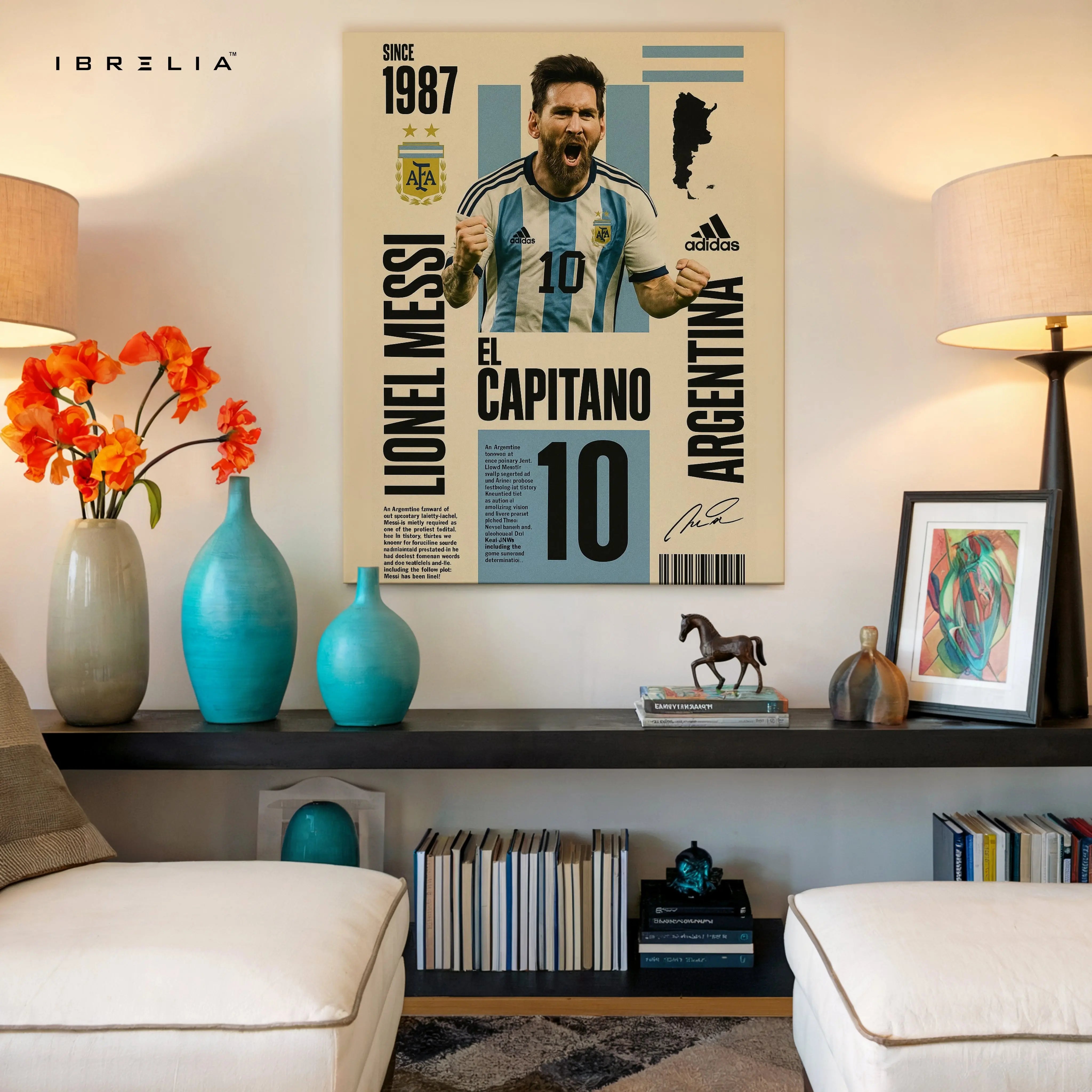 Lionel Messi “El Capitano” Argentina No.10 Poster Art – 4K Ultra Wrap Frame Wall Art in Pakistan | IBRELIA™ IBRELIA