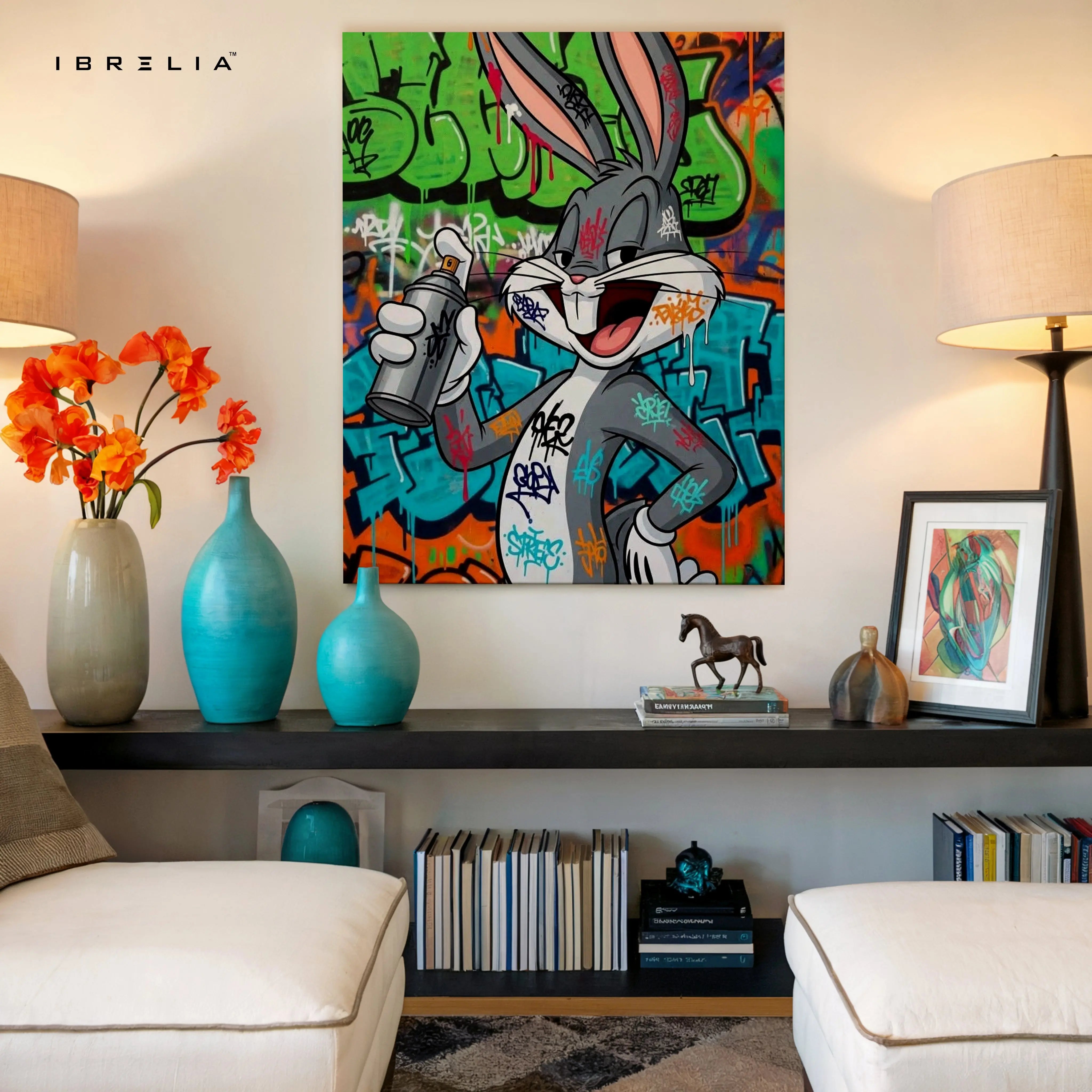 Bugs Bunny Graffiti Street Art – 4K Ultra Wrap Frame Wall Art in Pakistan | IBRELIA™ IBRELIA