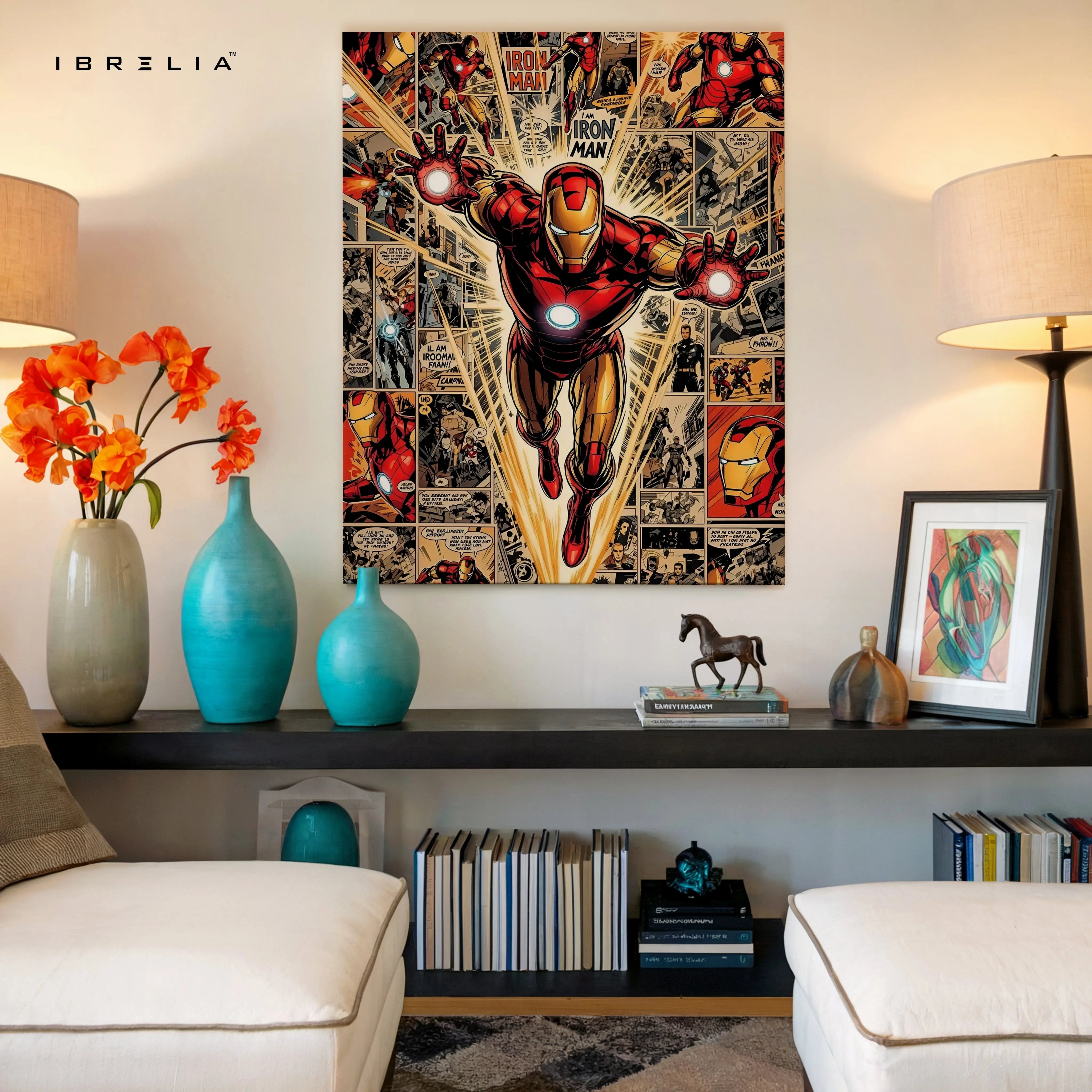 Iron Man Comic Collage Art – 4K Ultra Wrap Frame Wall Art in Pakistan | IBRELIA™ IBRELIA